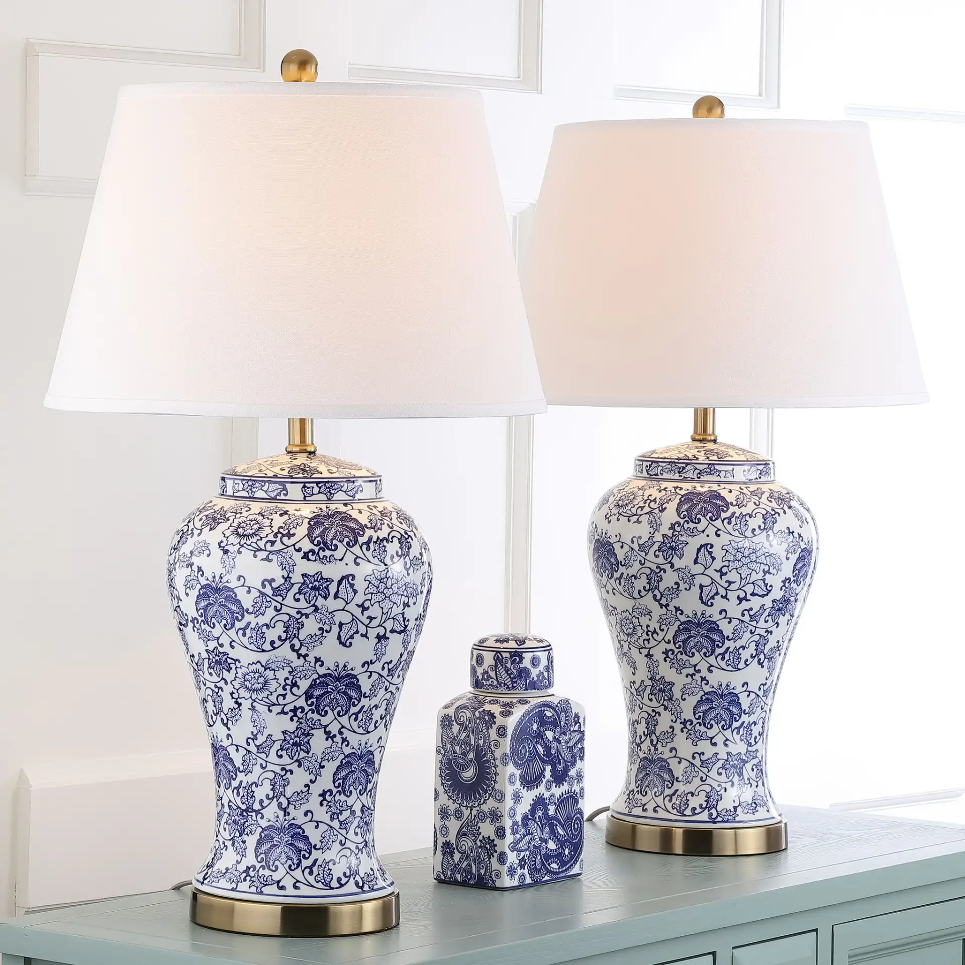 Spring Blossom Table Lamp (Set Of 2) in Multicolor in a styled room