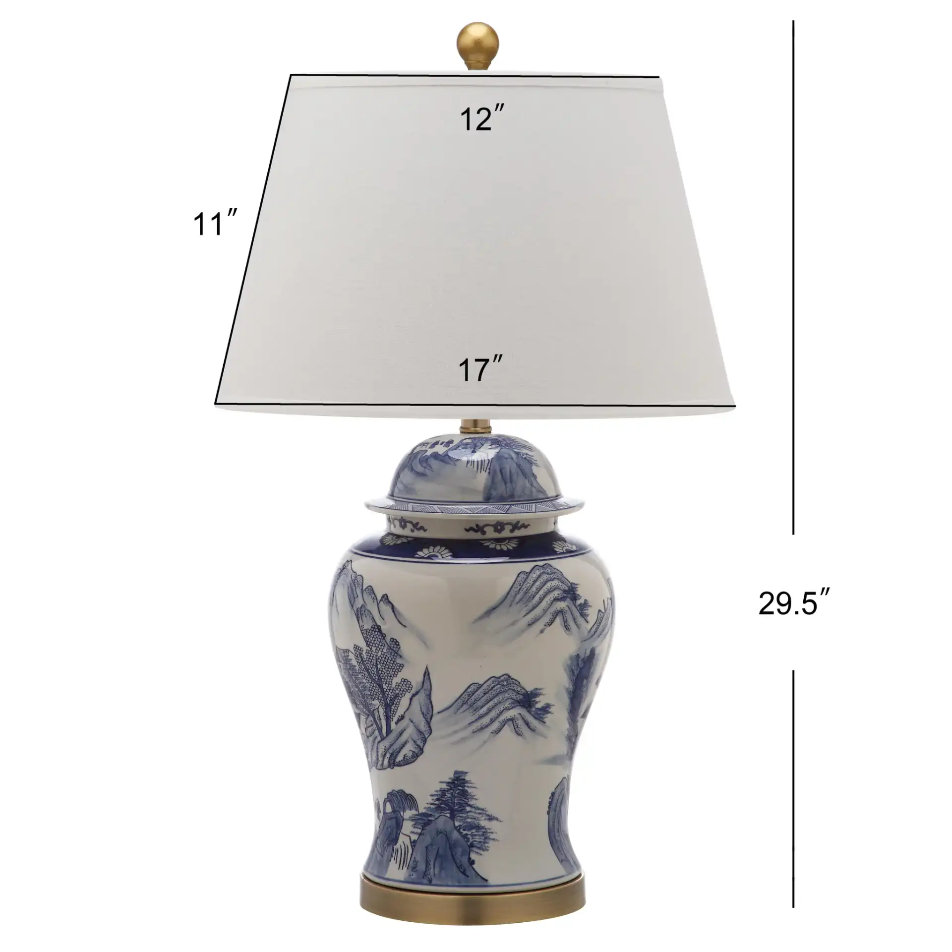 Shanghai Ginger Jar Table Lamp (Set of 2) in Blue / White, detail view
