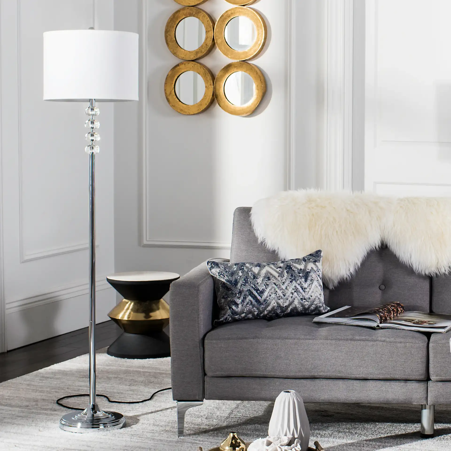 Vendome Floor Lamp in Crystal in a styled room