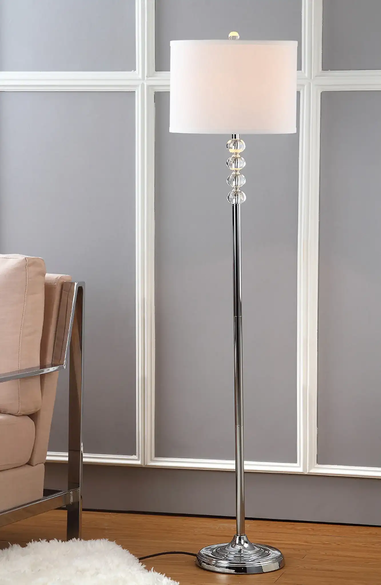 Vendome Floor Lamp in Crystal in a styled room
