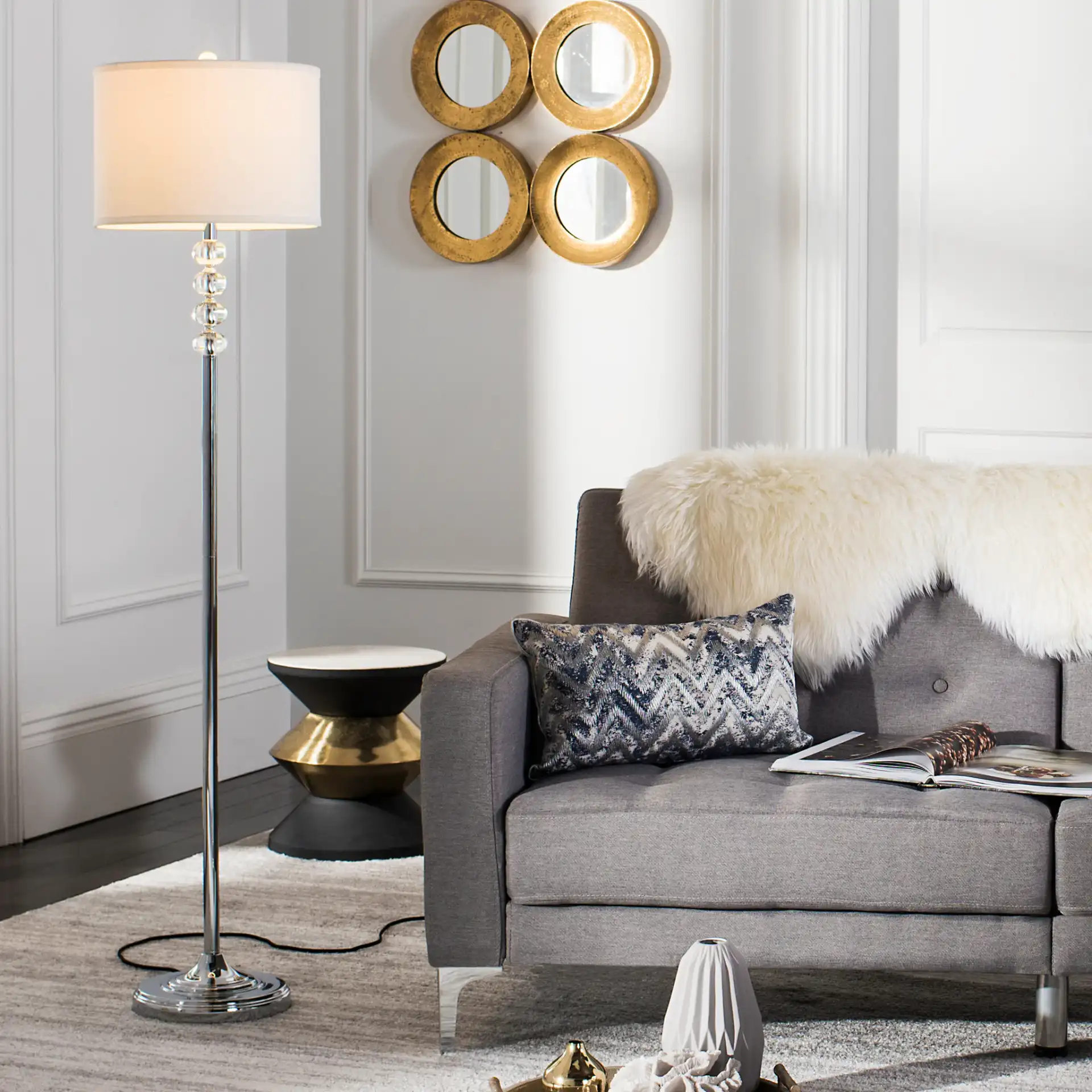 Vendome Floor Lamp in Crystal in a styled room