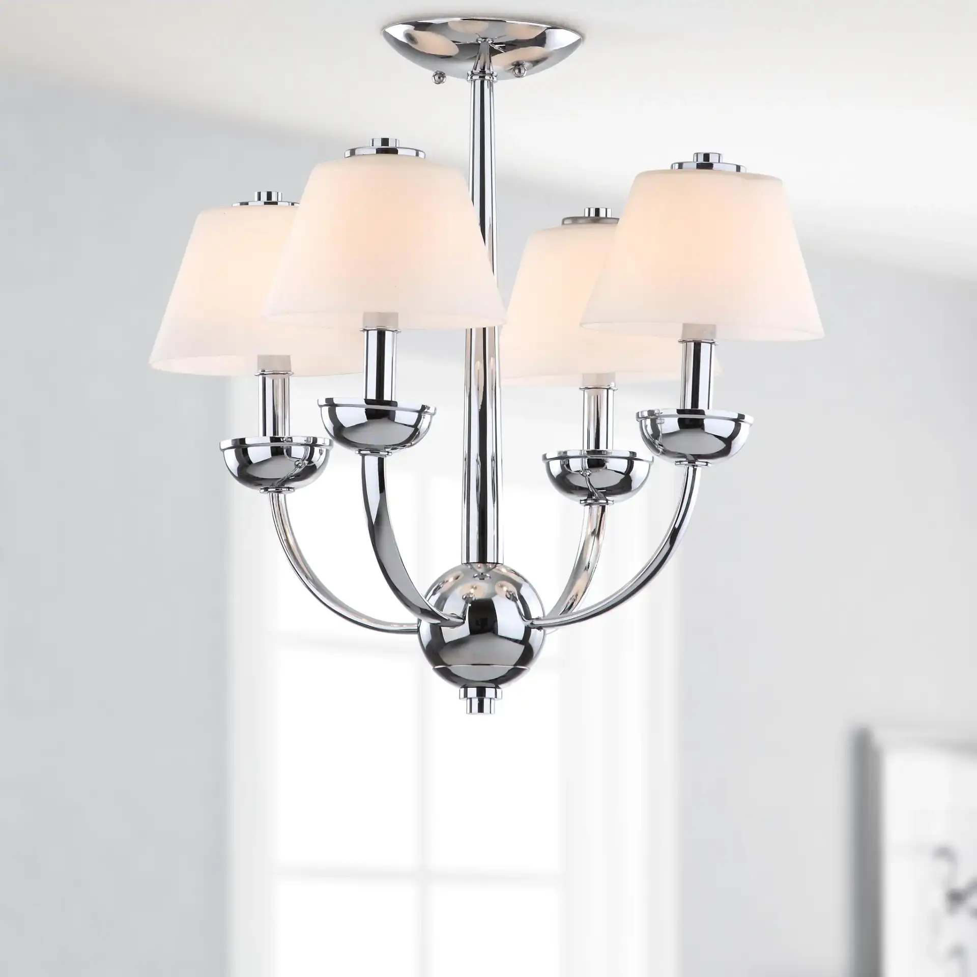 Yardley Chandelier in Chrome in a styled room