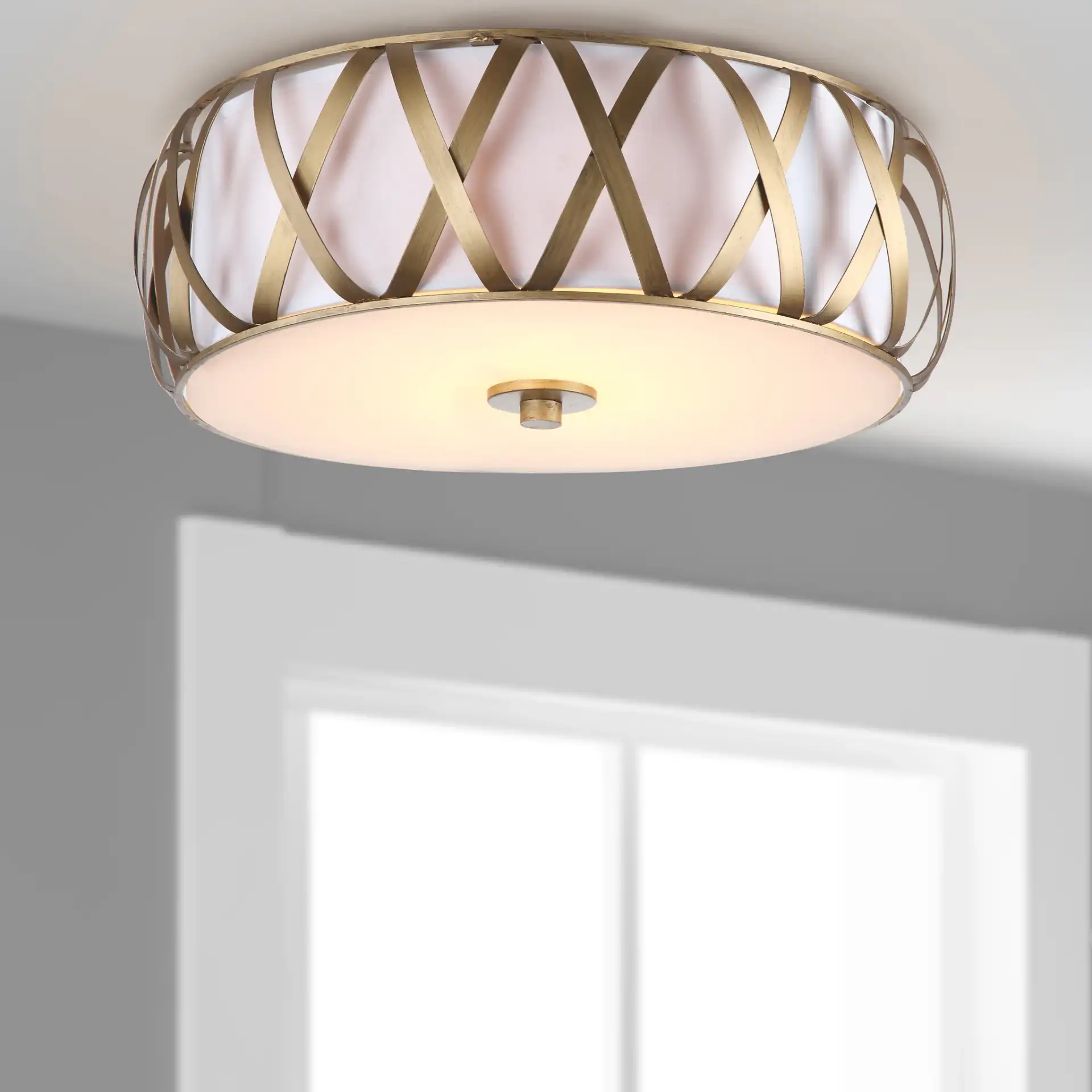 Charing Cross Ceiling Light in Antique Gold in a styled room