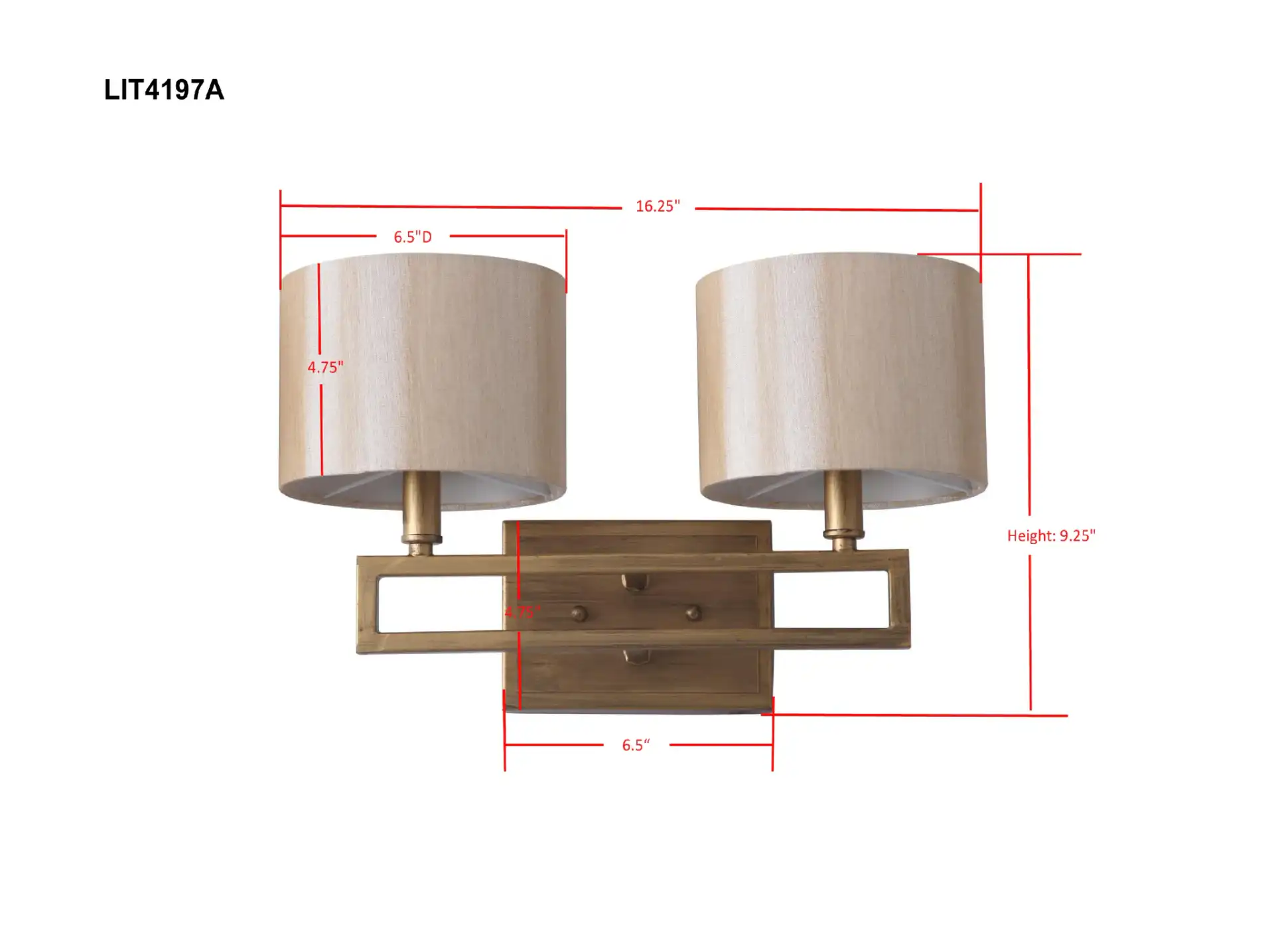 Catena Double Sconce in Gold, detail view