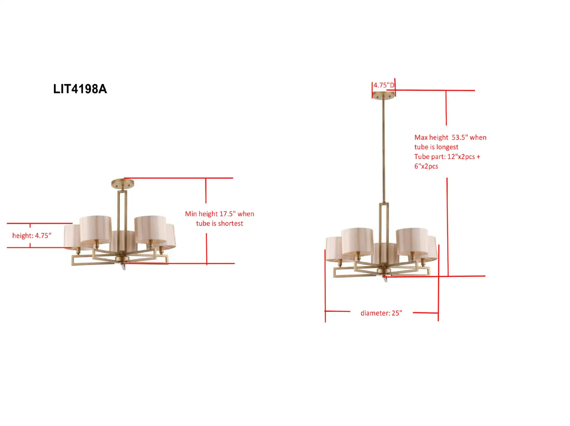 Catena Chandelier in Gold, detail view