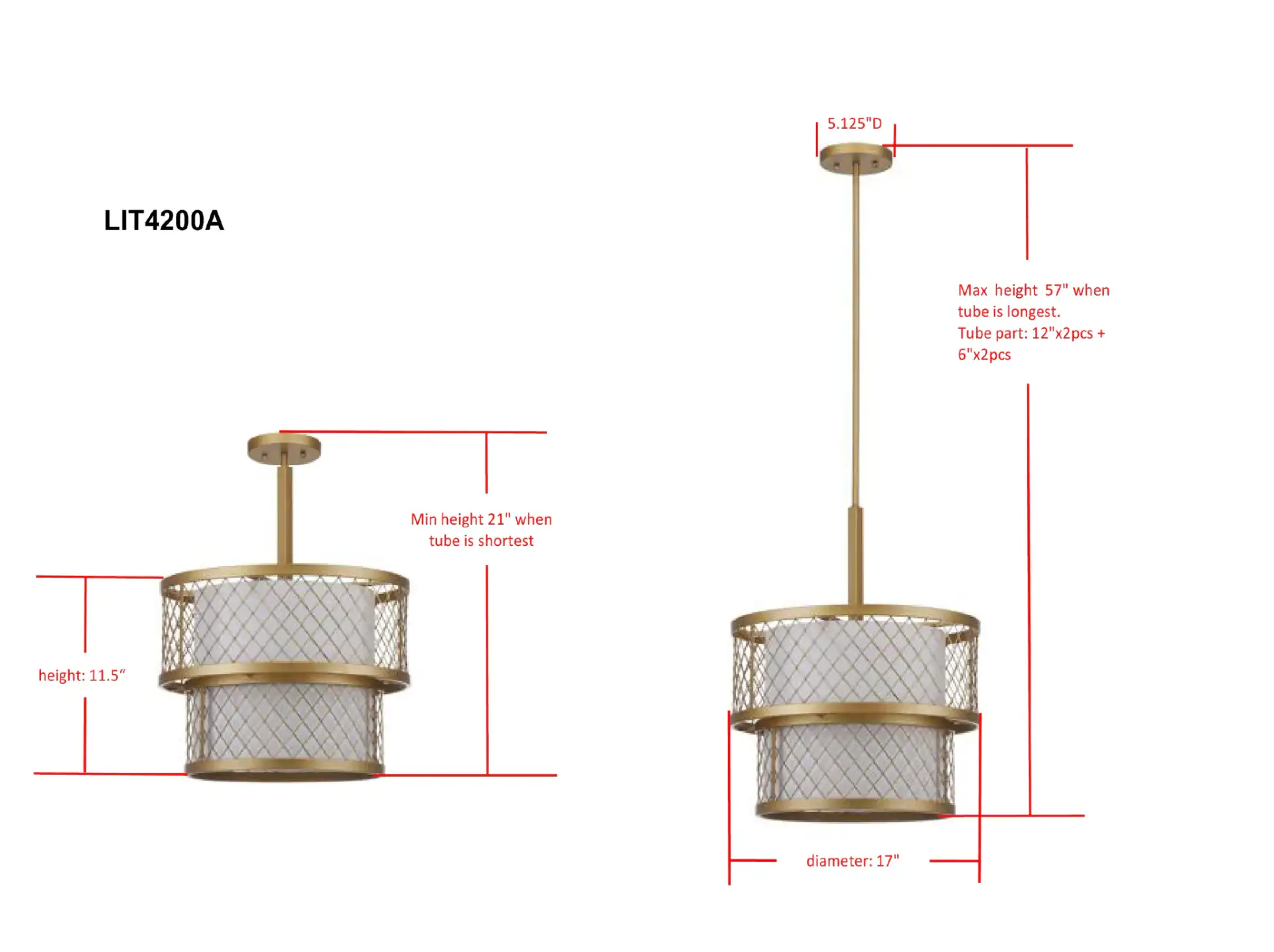 Evie Mesh Pendant Light in Gold, detail view