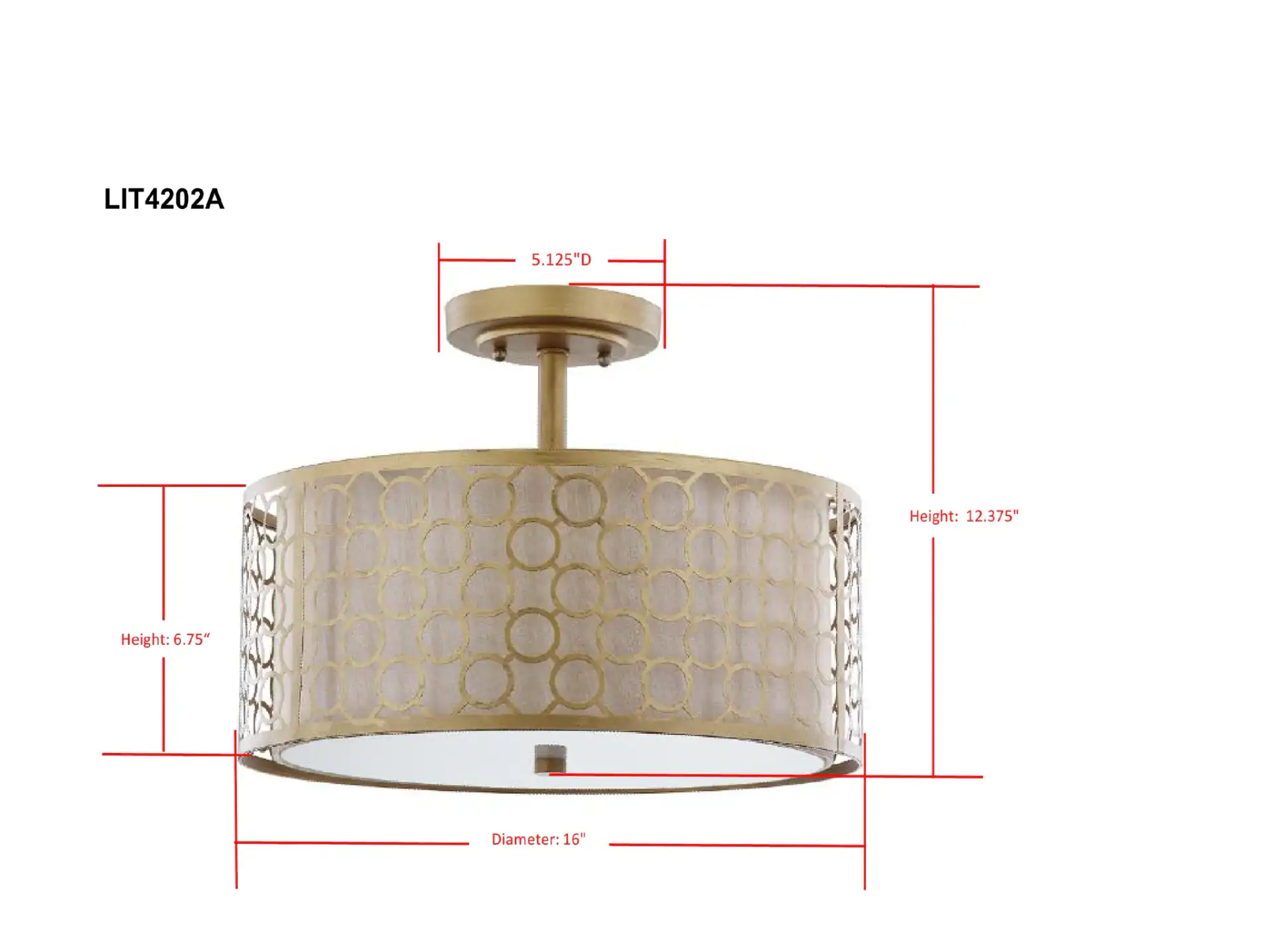 Giotta Ceiling Light in Antique Gold, detail view