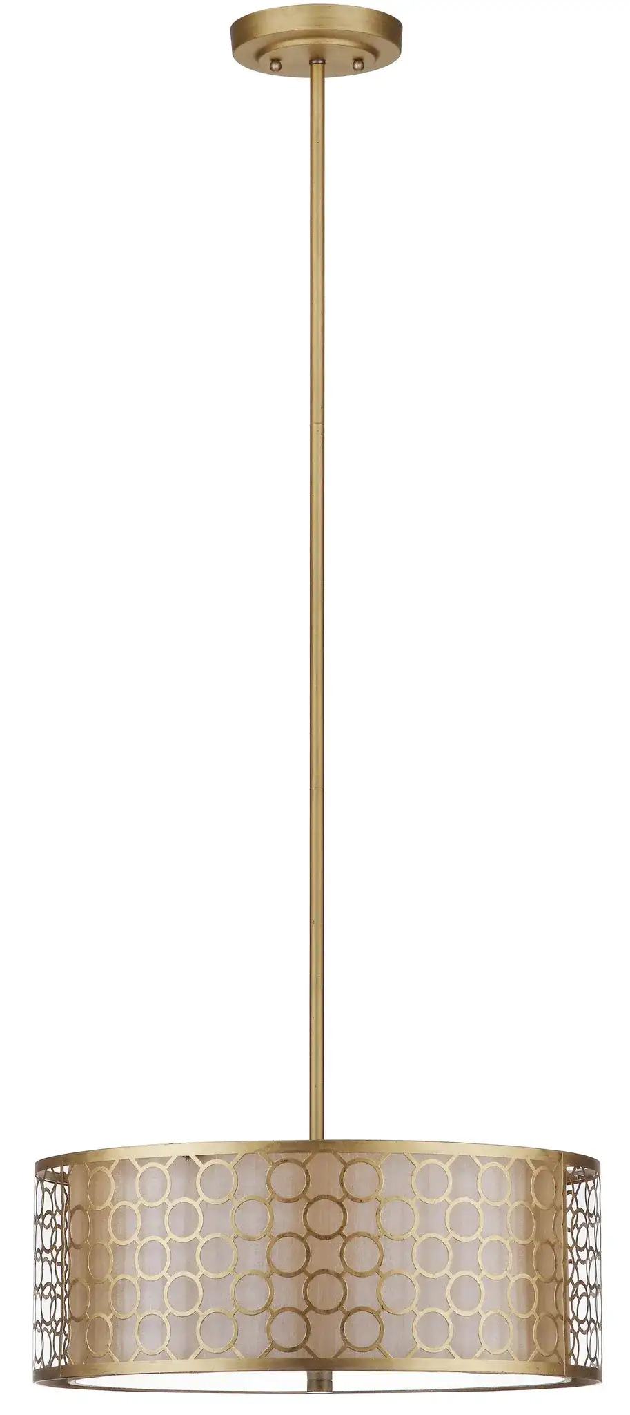 Giotta Drum Pendant Light in Antique Gold, detail view