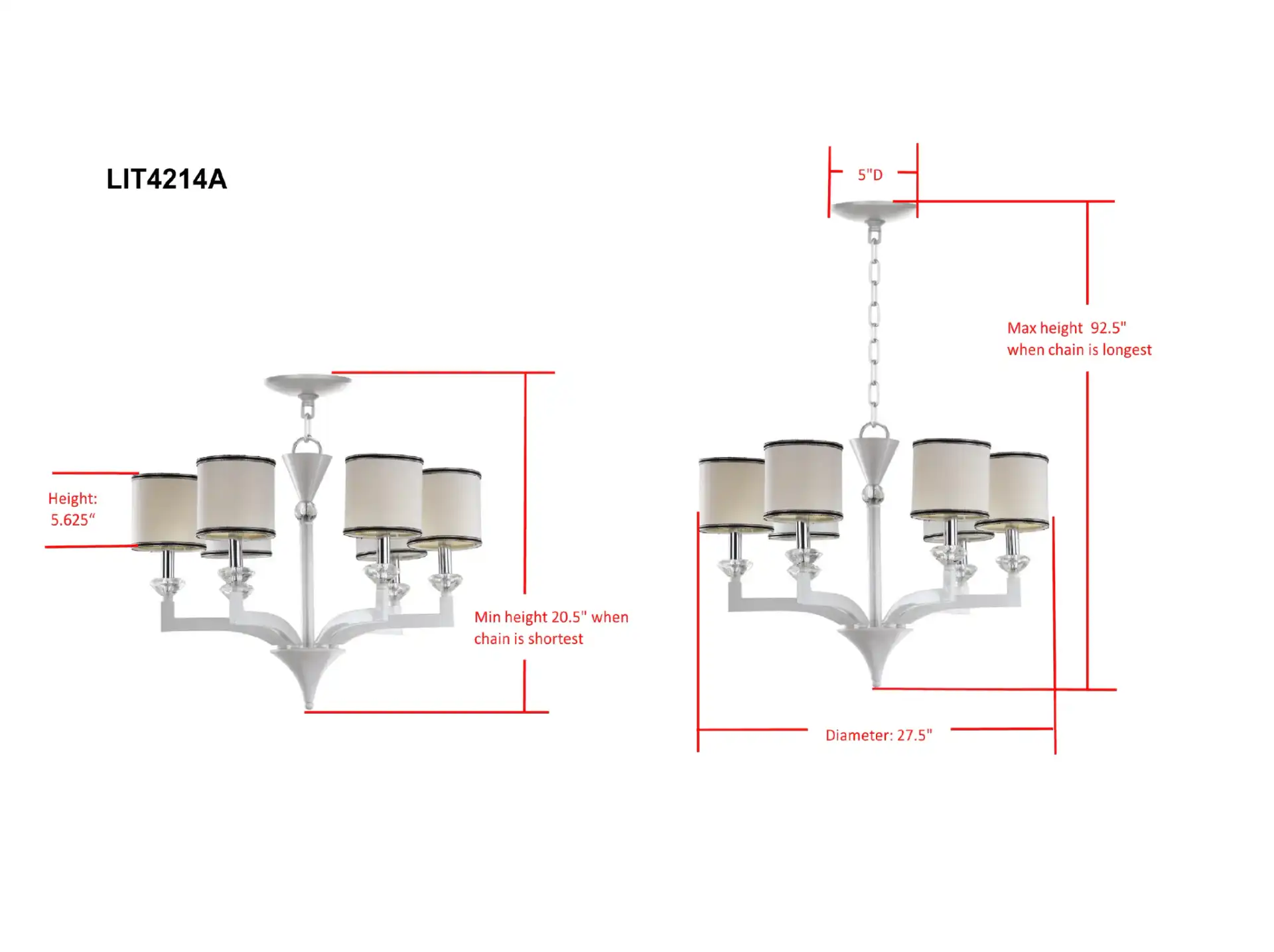 Erin Chandelier in Pearl White, detail view