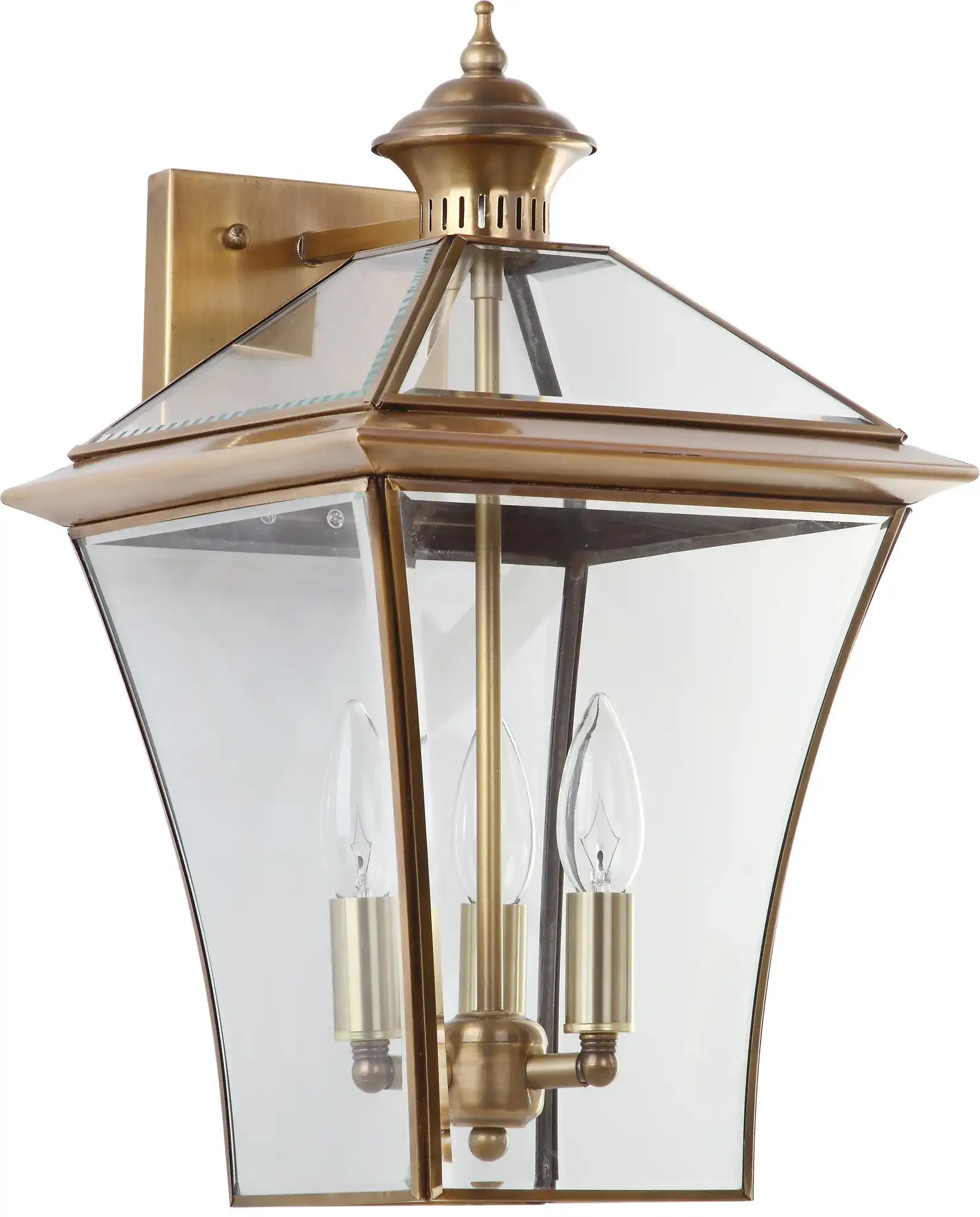 Virginia Triple Light Sconce in Brass, detail view
