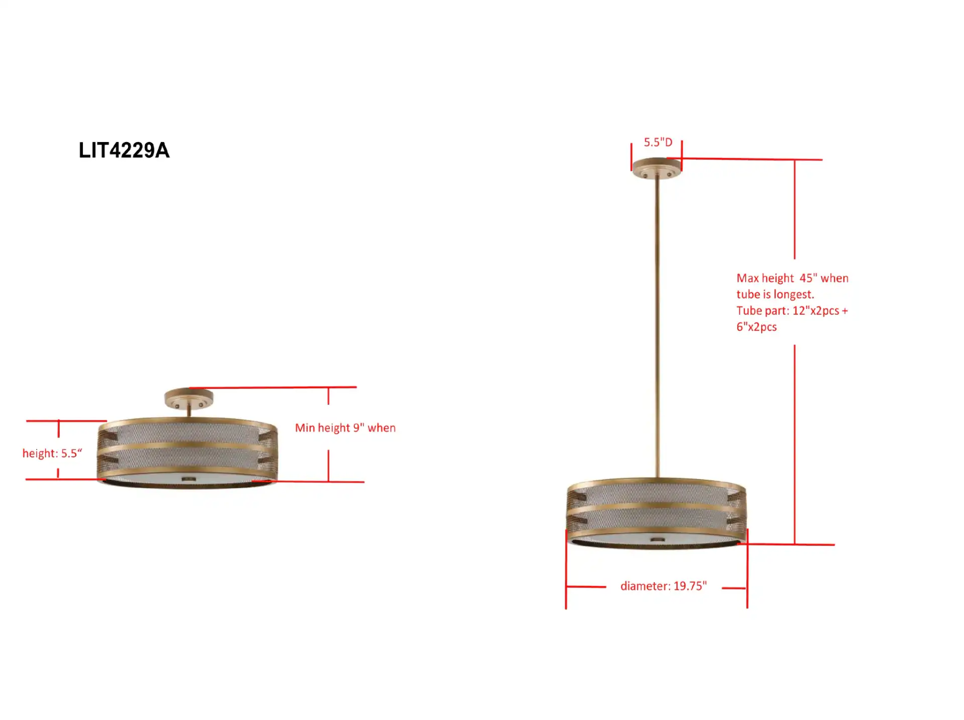Greta Veil Pendant Light in Antique Gold, detail view