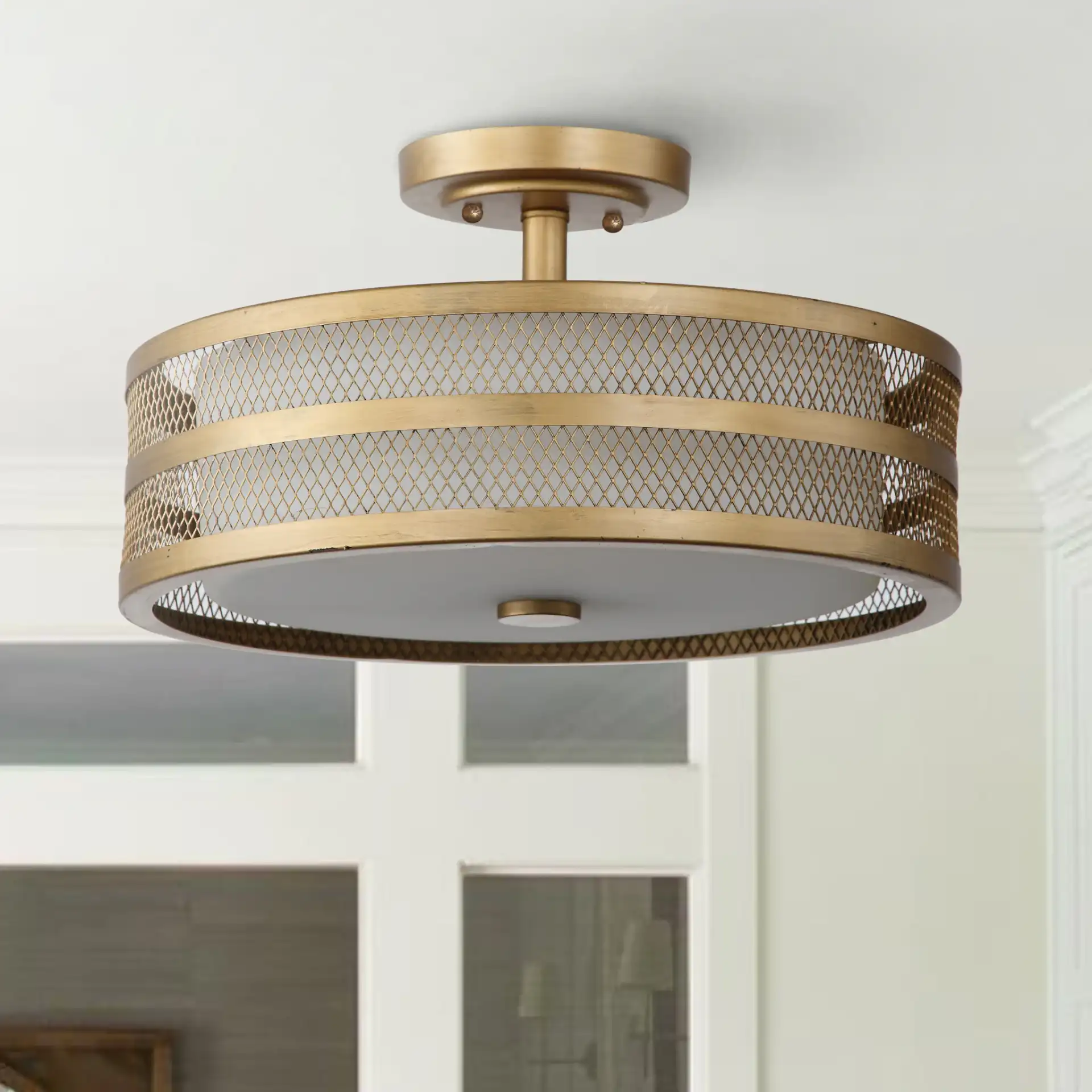 Greta Veil Ceiling Light in Chrome, detail view