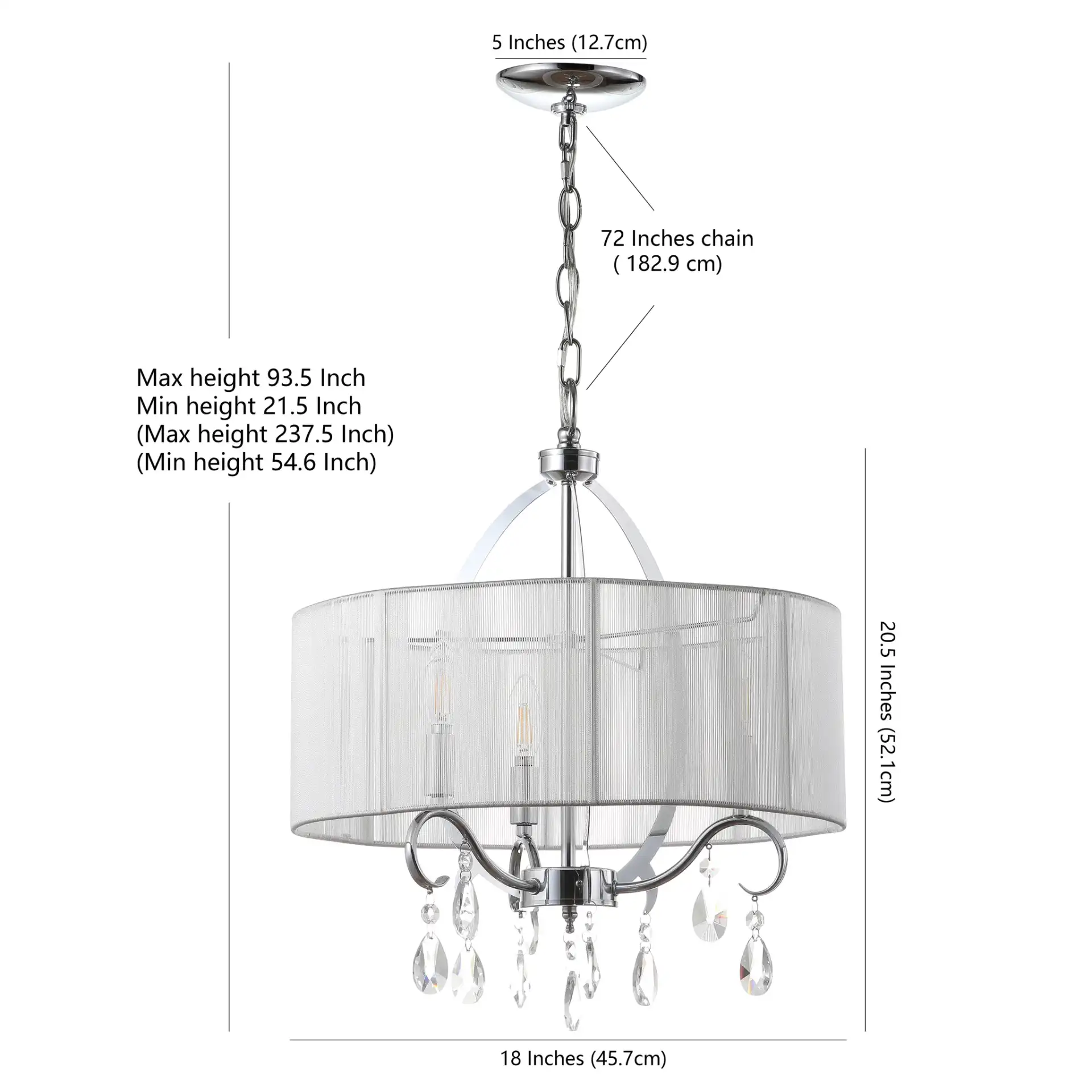 New Vienna Chandelier in Chrome, detail view