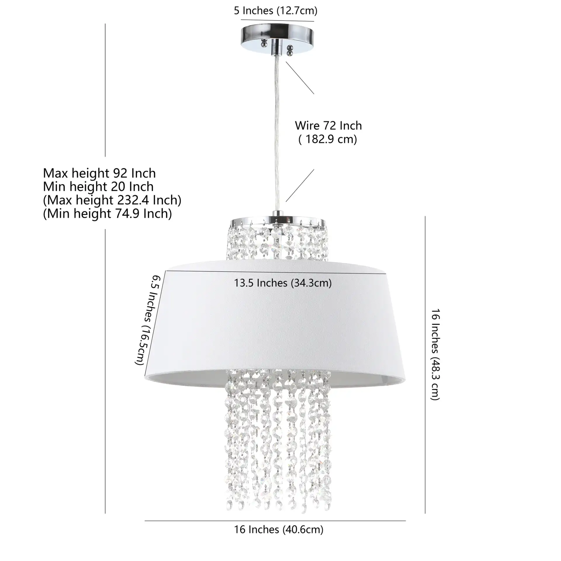 Cadenza Pendant Light in Chrome, detail view