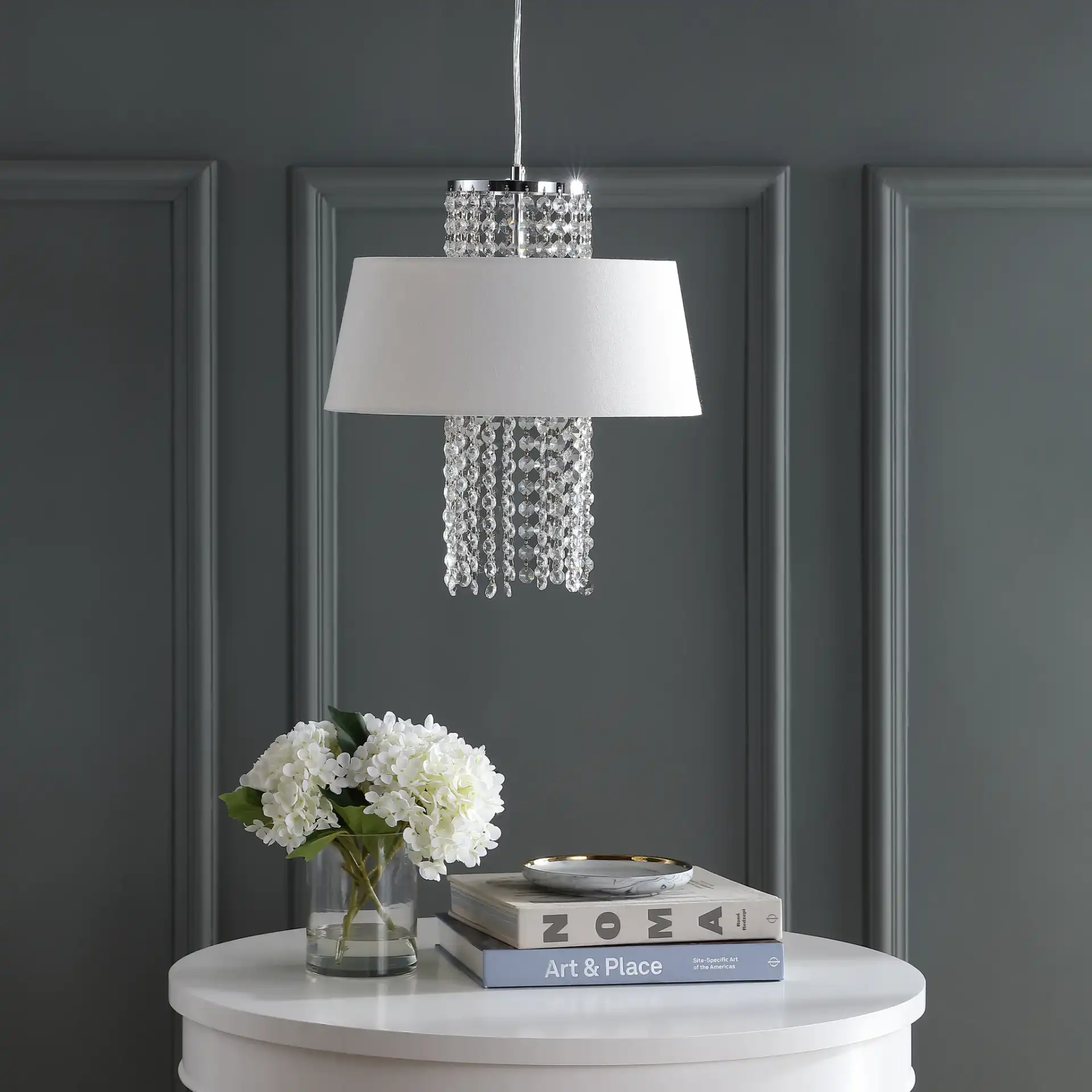 Cadenza Pendant Light in Chrome in a styled room