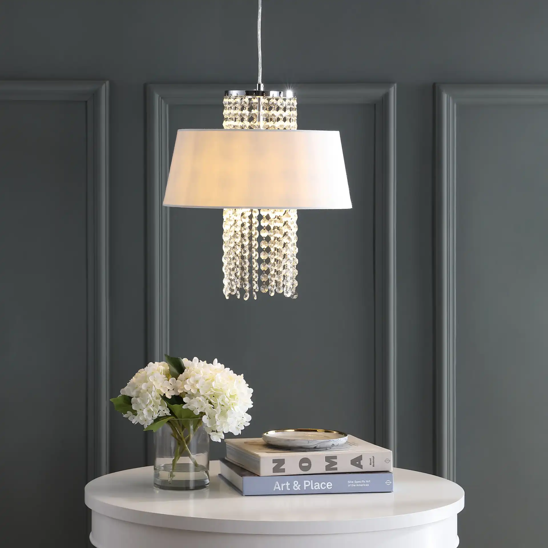 Cadenza Pendant Light in Chrome in a styled room