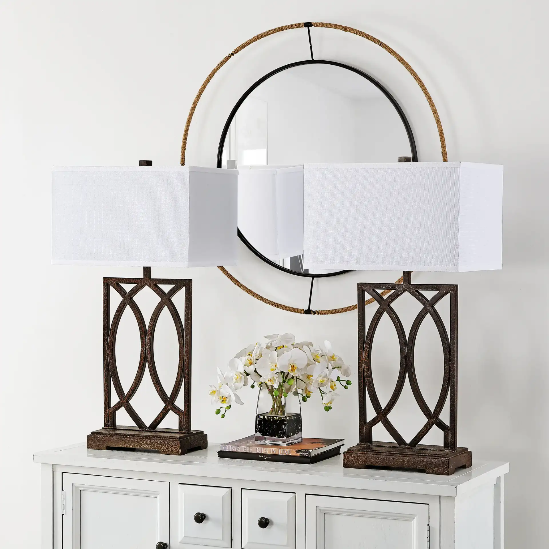 Jago Table Lamp (Set Of 2) in Antique Brown in a styled room