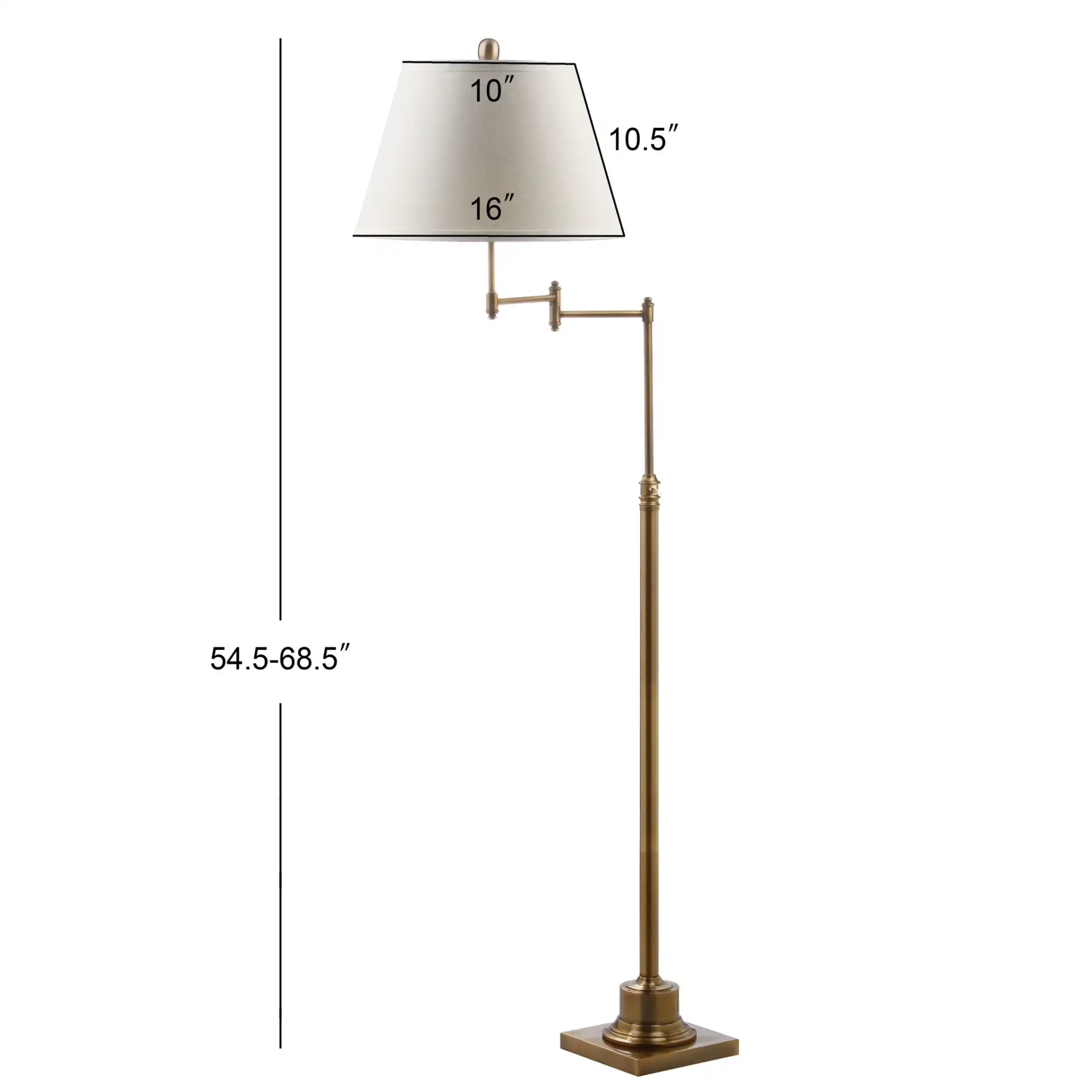 Ingram Swing Floor Lamp in Brass, detail view