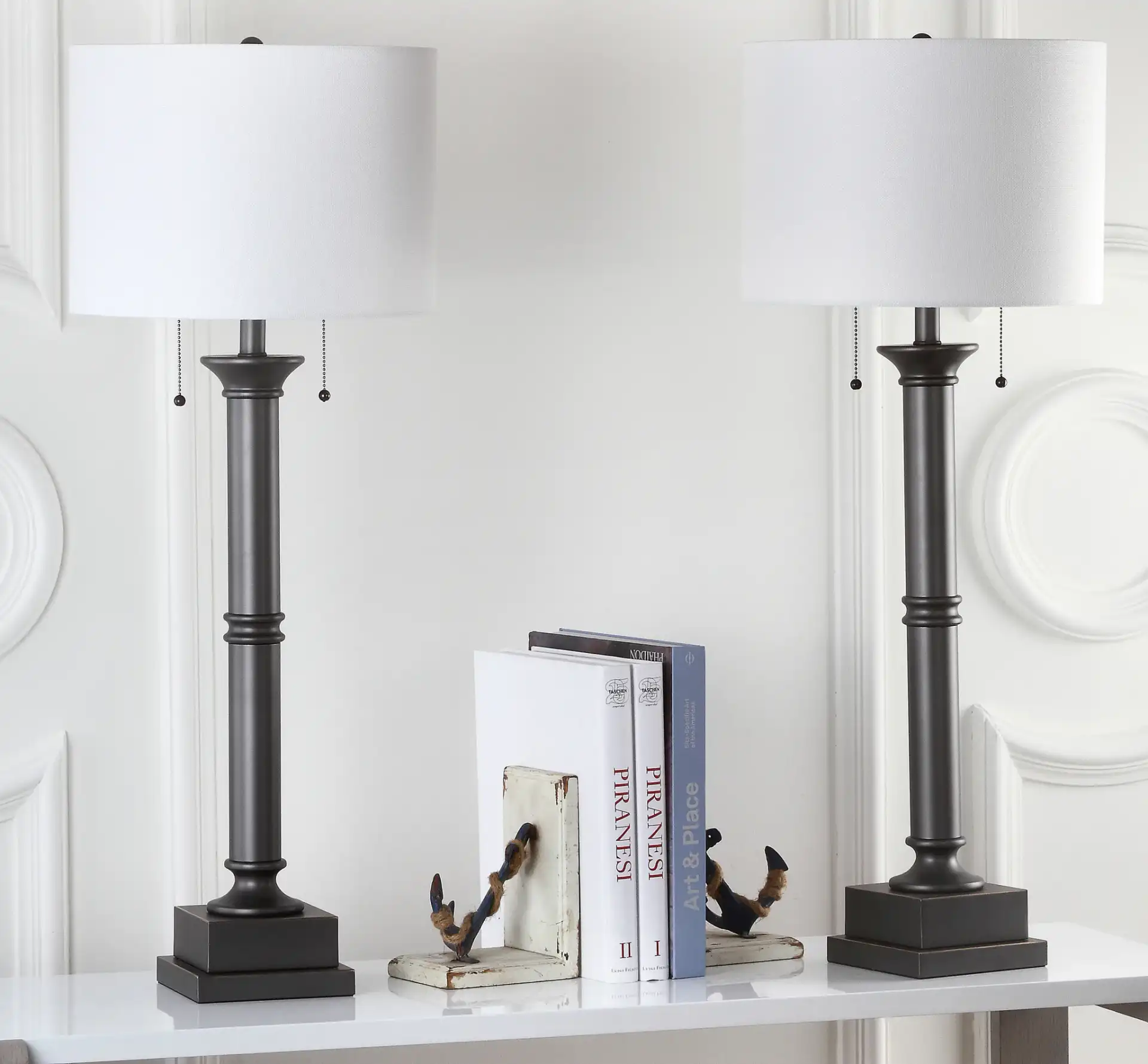Estilo Column Lamp (Set of 2) in Dark Gray in a styled room