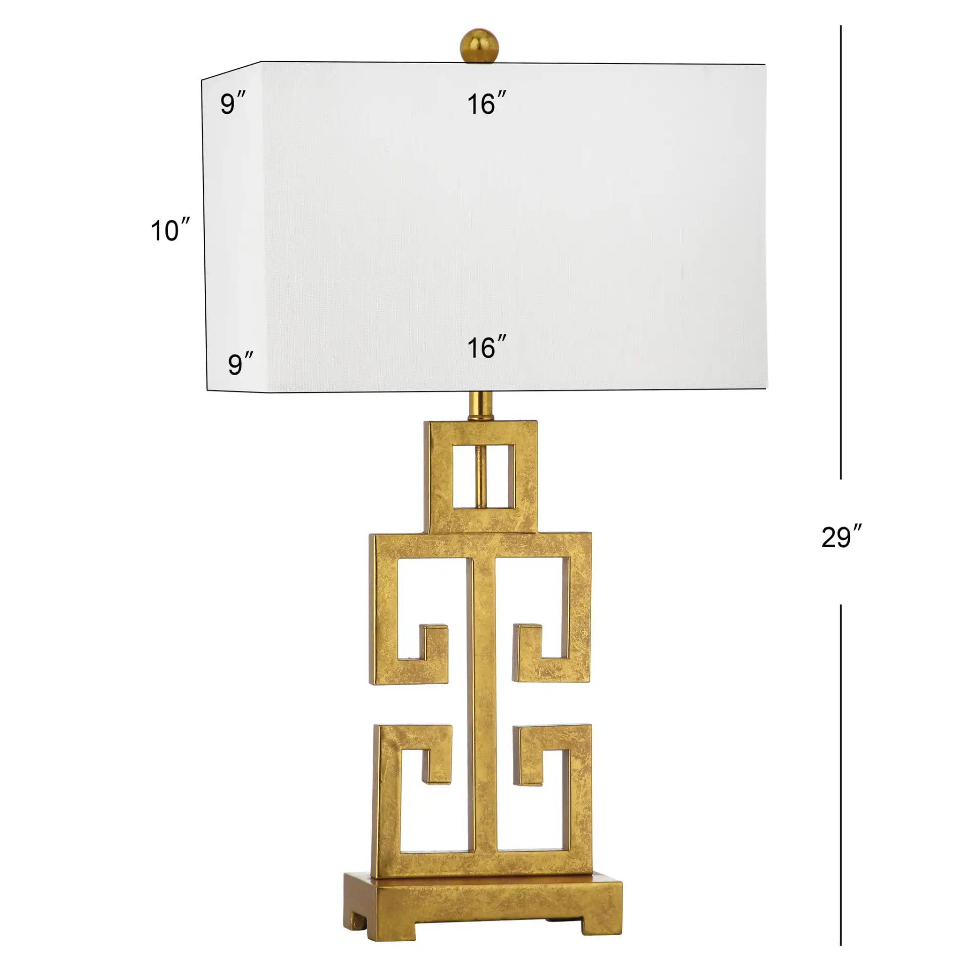 Greek Key Table Lamp (Set Of 2) in Antique Gold, detail view