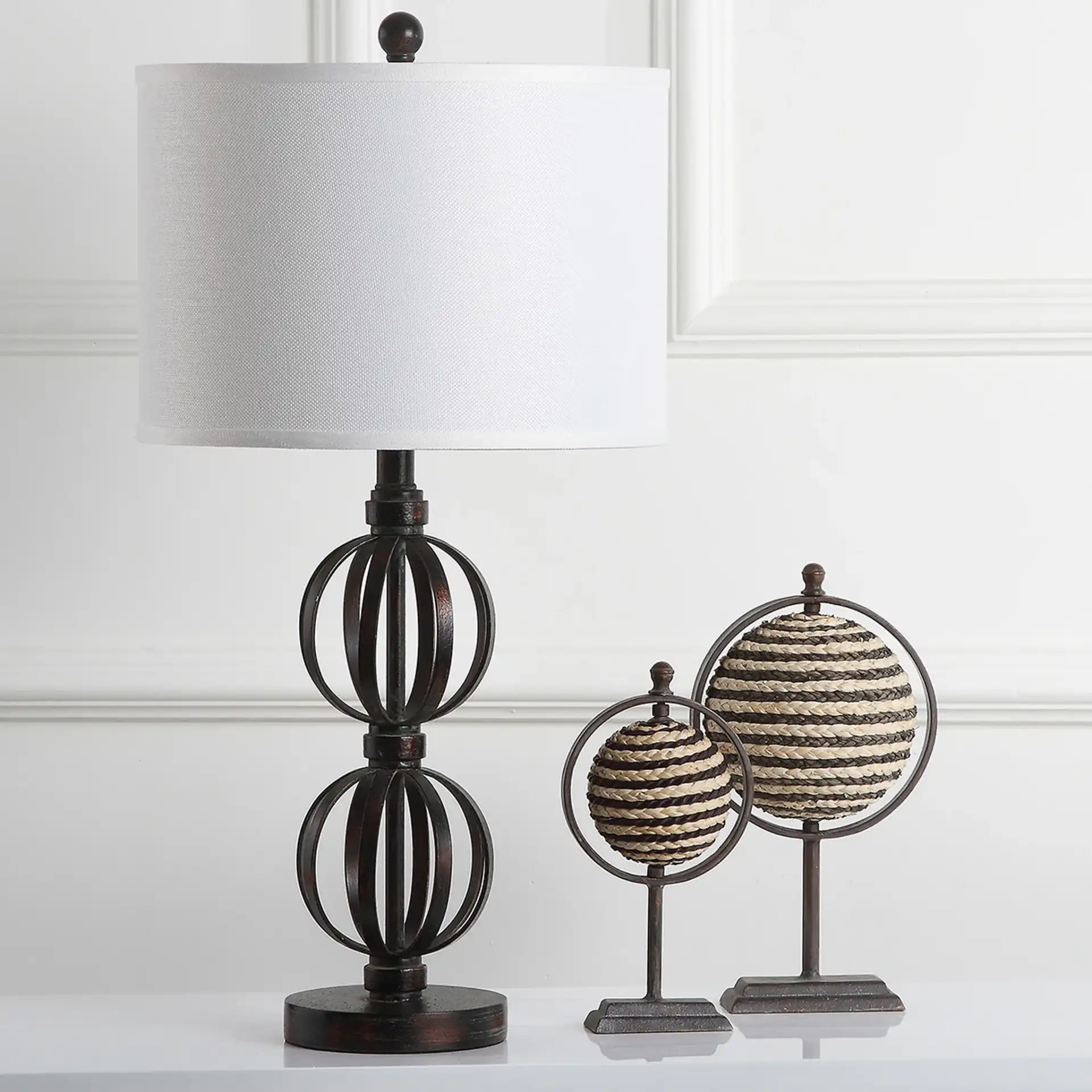 Calista Double Sphere Lamp (Set Of 2) in Oil Rub Bronze, detail view