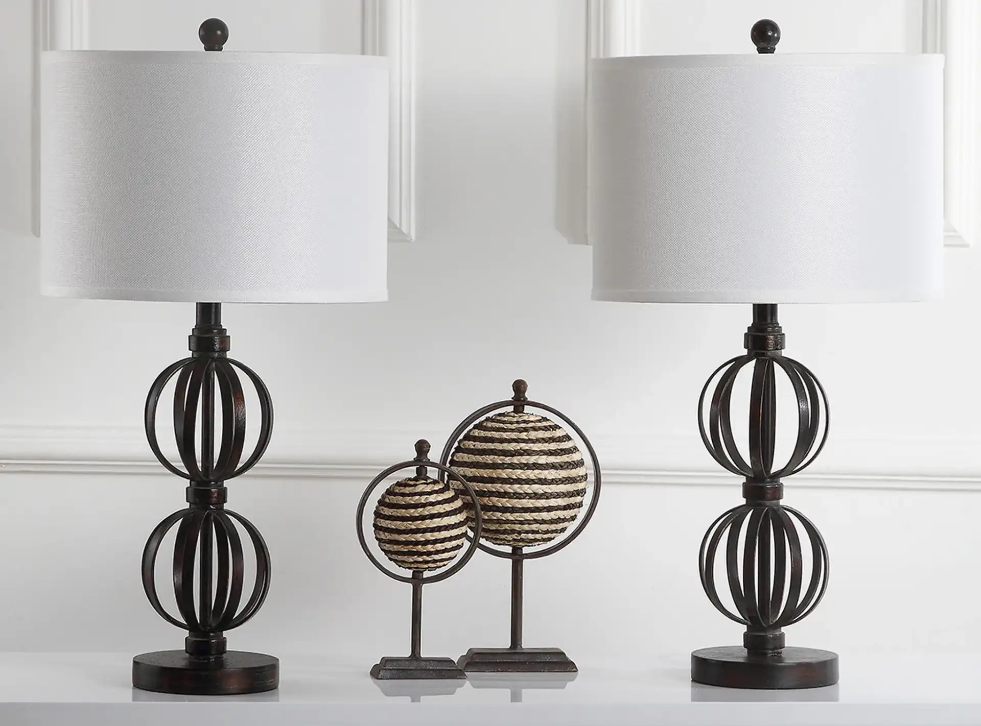 Calista Double Sphere Lamp (Set Of 2) in Oil Rub Bronze, detail view