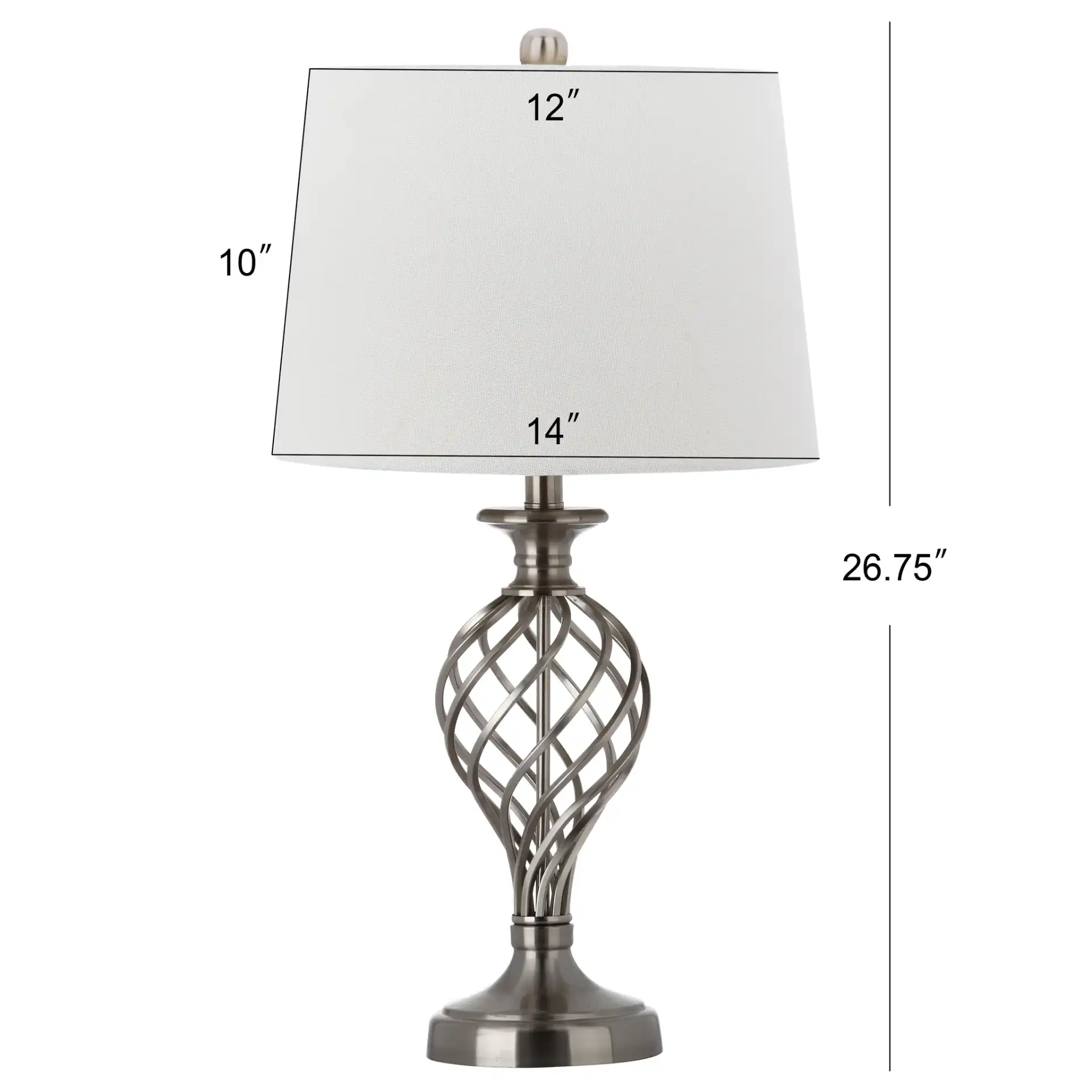 Lattice Urn Table Lamp (Set of 2) in Nickel, detail view