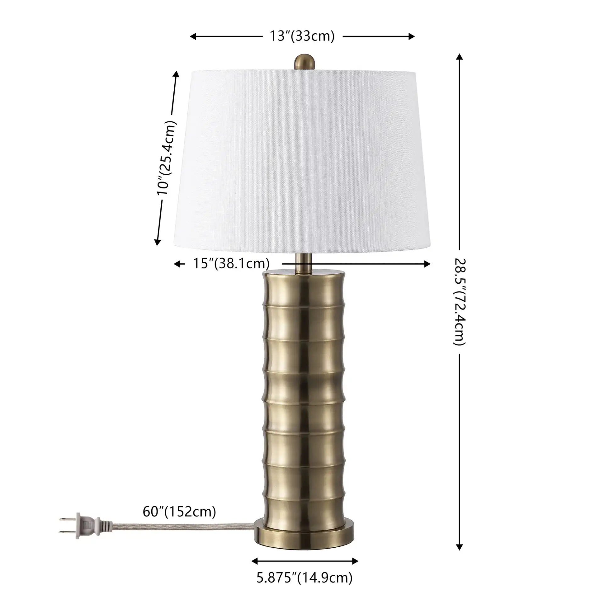 Linus Brass Column Lamp (Set of 2) in Gold, detail view