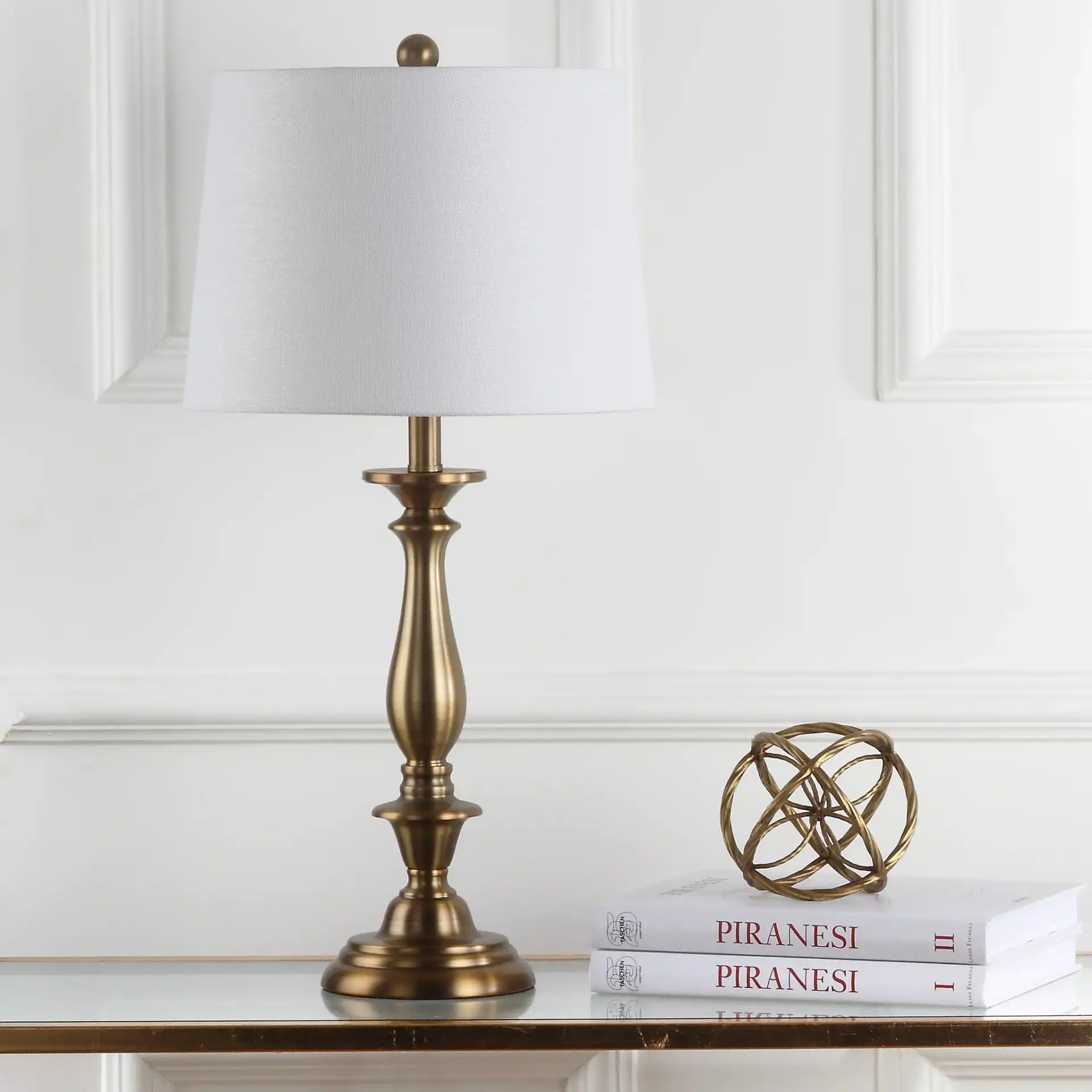 Brighton Candlestick Lamp (Set of 2) in Gold in a styled room
