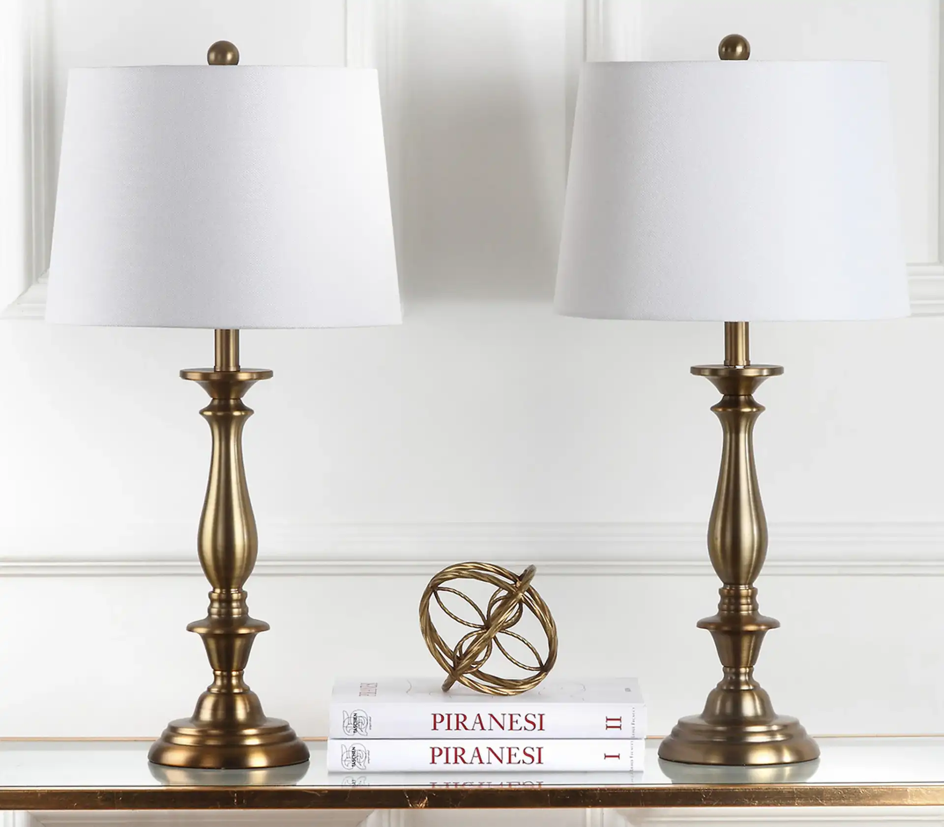 Brighton Candlestick Lamp (Set of 2) in Gold, detail view