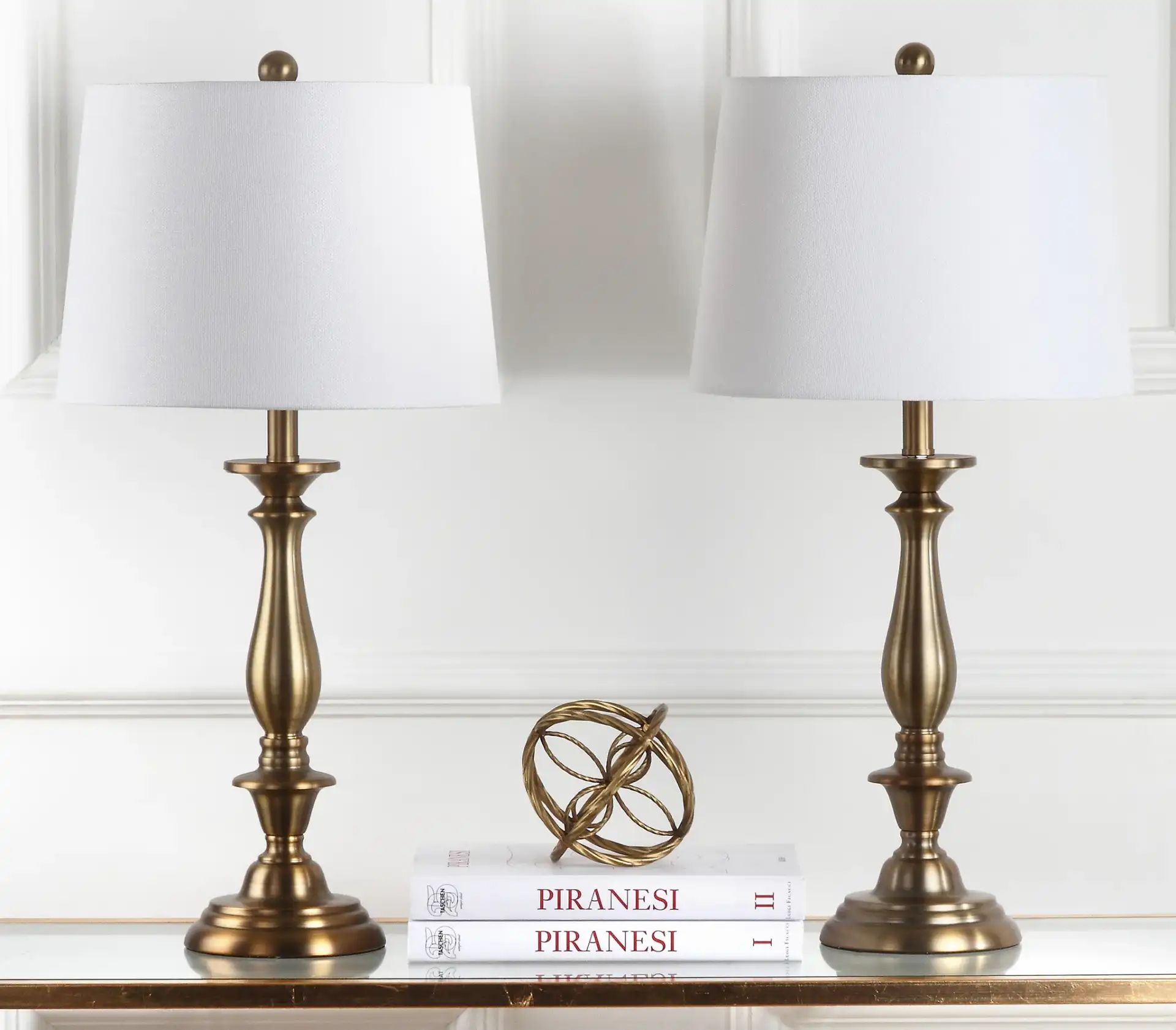 Brighton Candlestick Lamp (Set of 2) in Gold, detail view