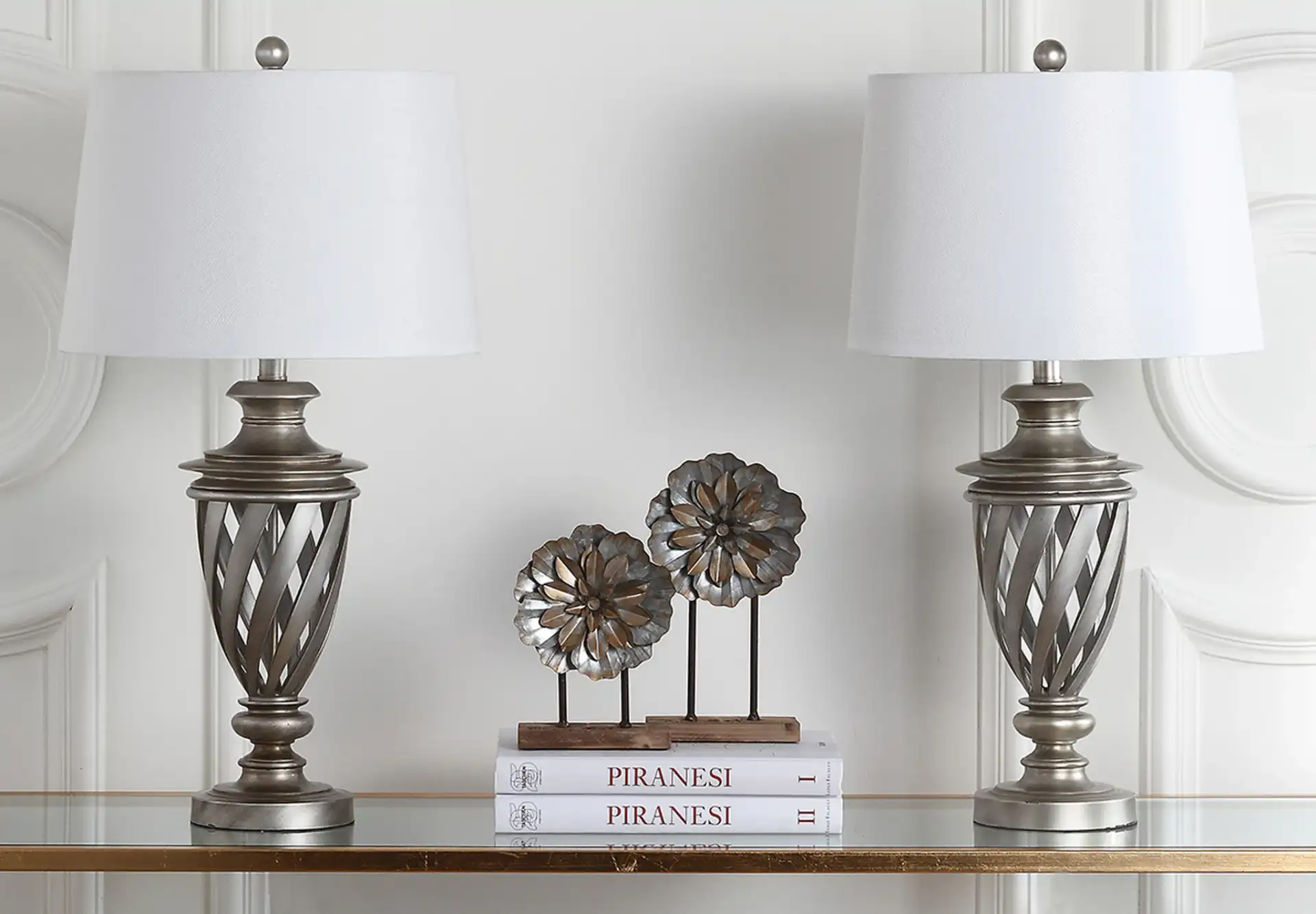 Byron Urn Lamp (Set Of 2) in Antique Silver, detail view