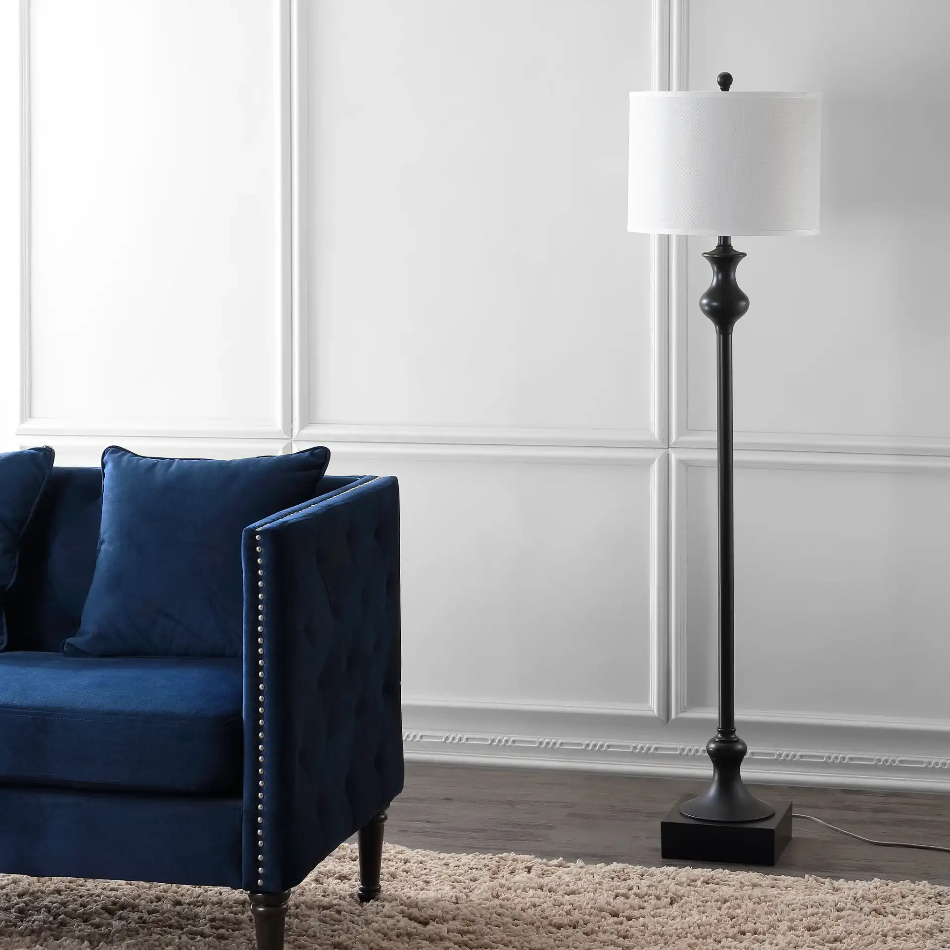 Brewster Floor Lamp in Oil Rubbed Bronze (Black) in a styled room