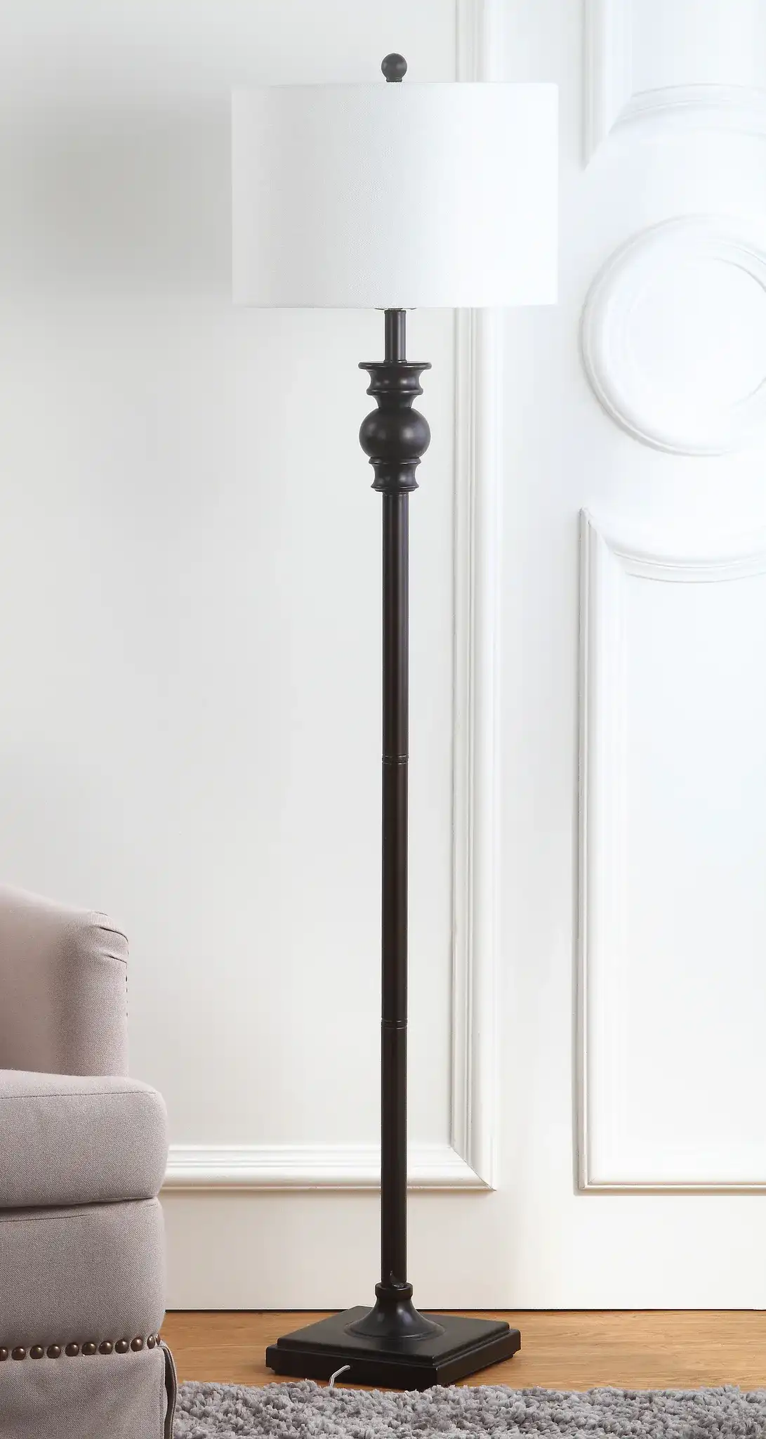 Alphie Floor Lamp in Ebony in a styled room