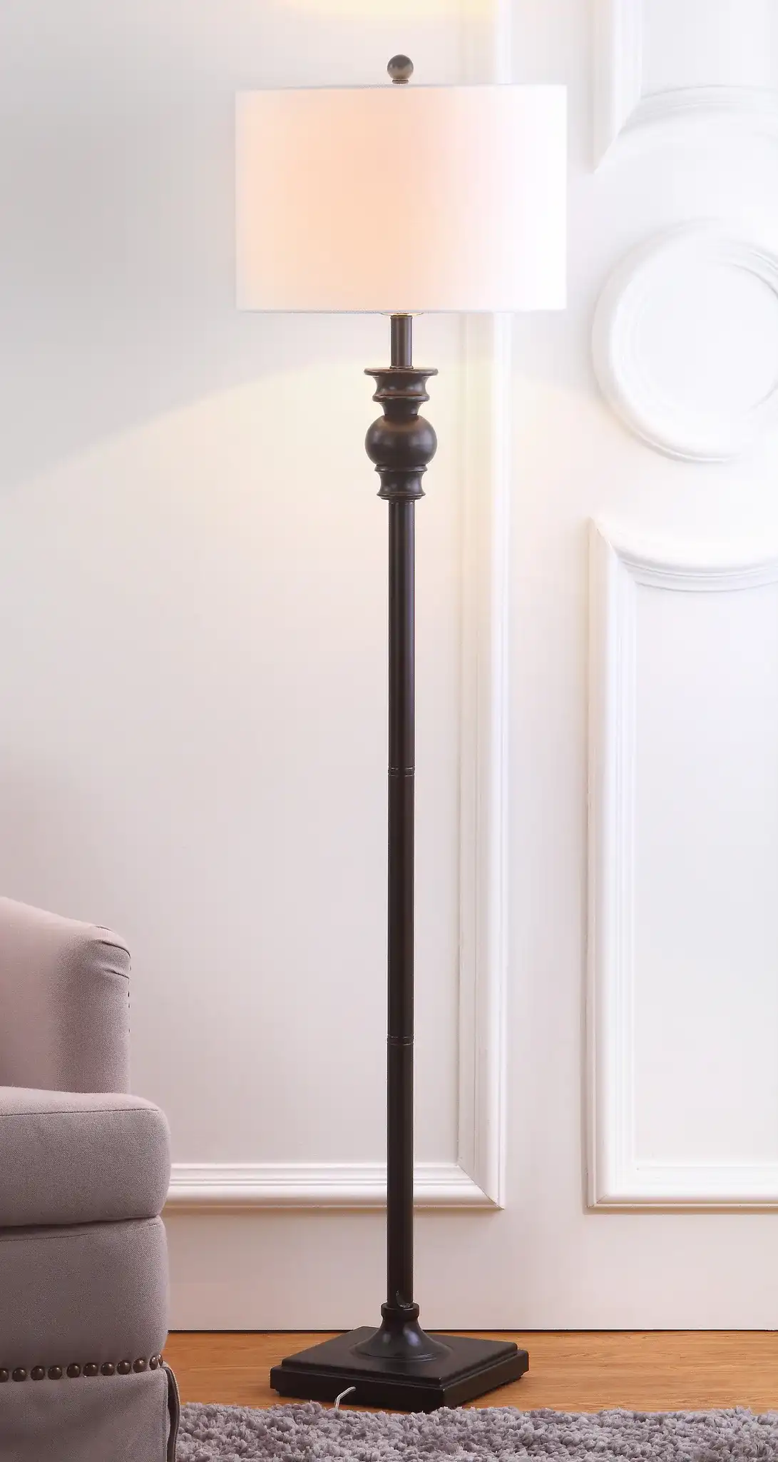 Alphie Floor Lamp in Ebony in a styled room