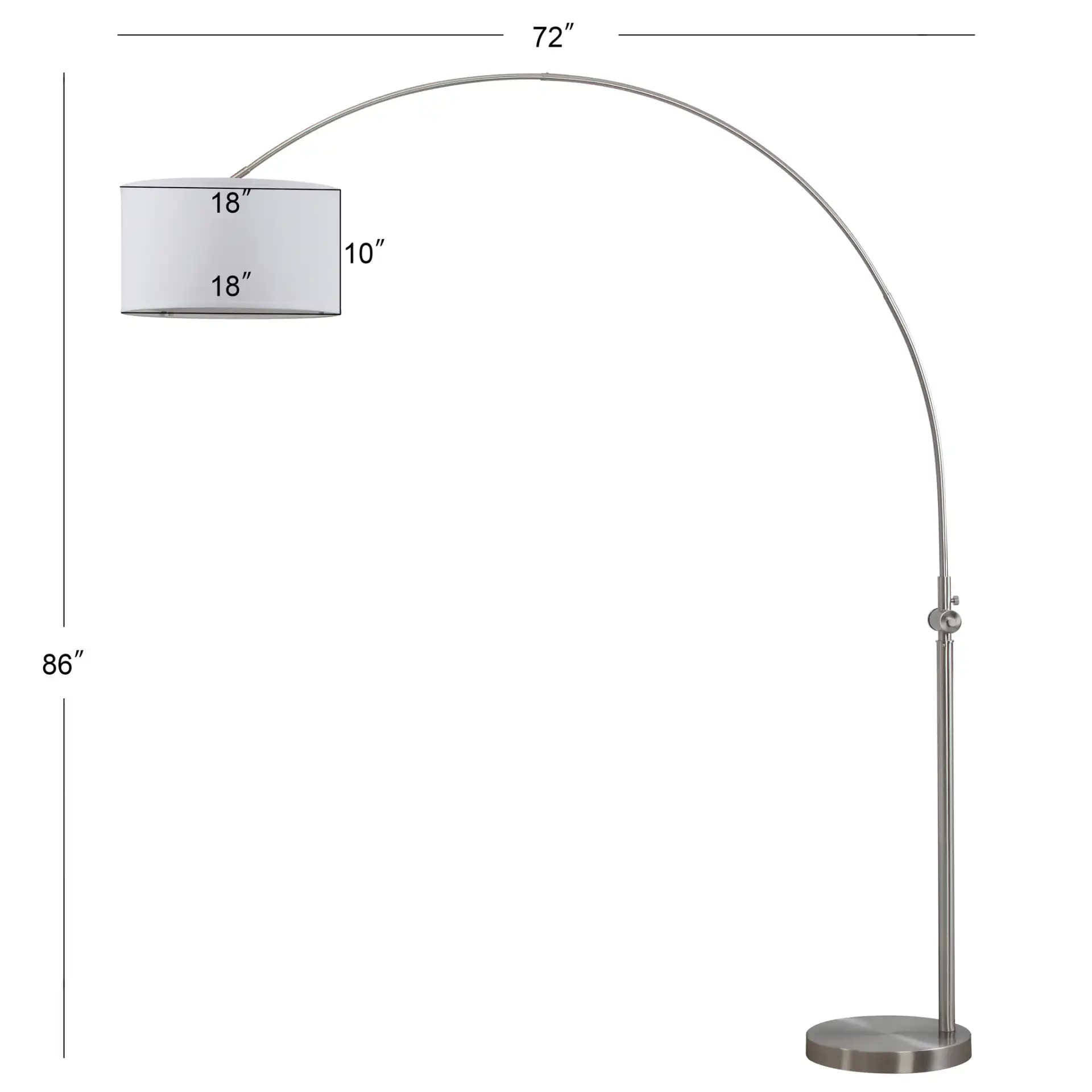 Ascella Arc Floor Lamp in Nickel, detail view