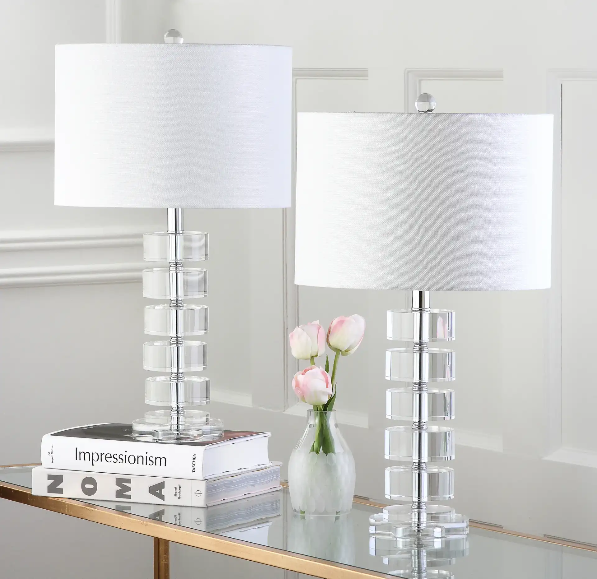 Frances Table Lamp (Set Of 2) in Clear in a styled room