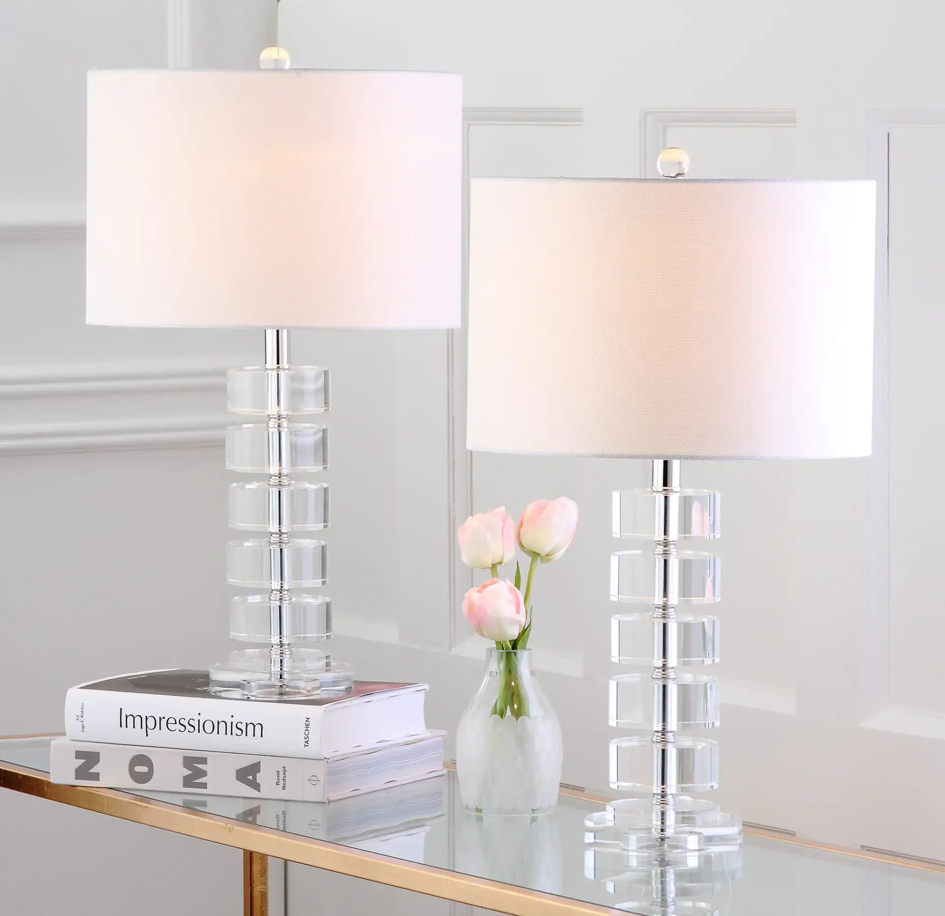 Frances Table Lamp (Set Of 2) in Clear in a styled room