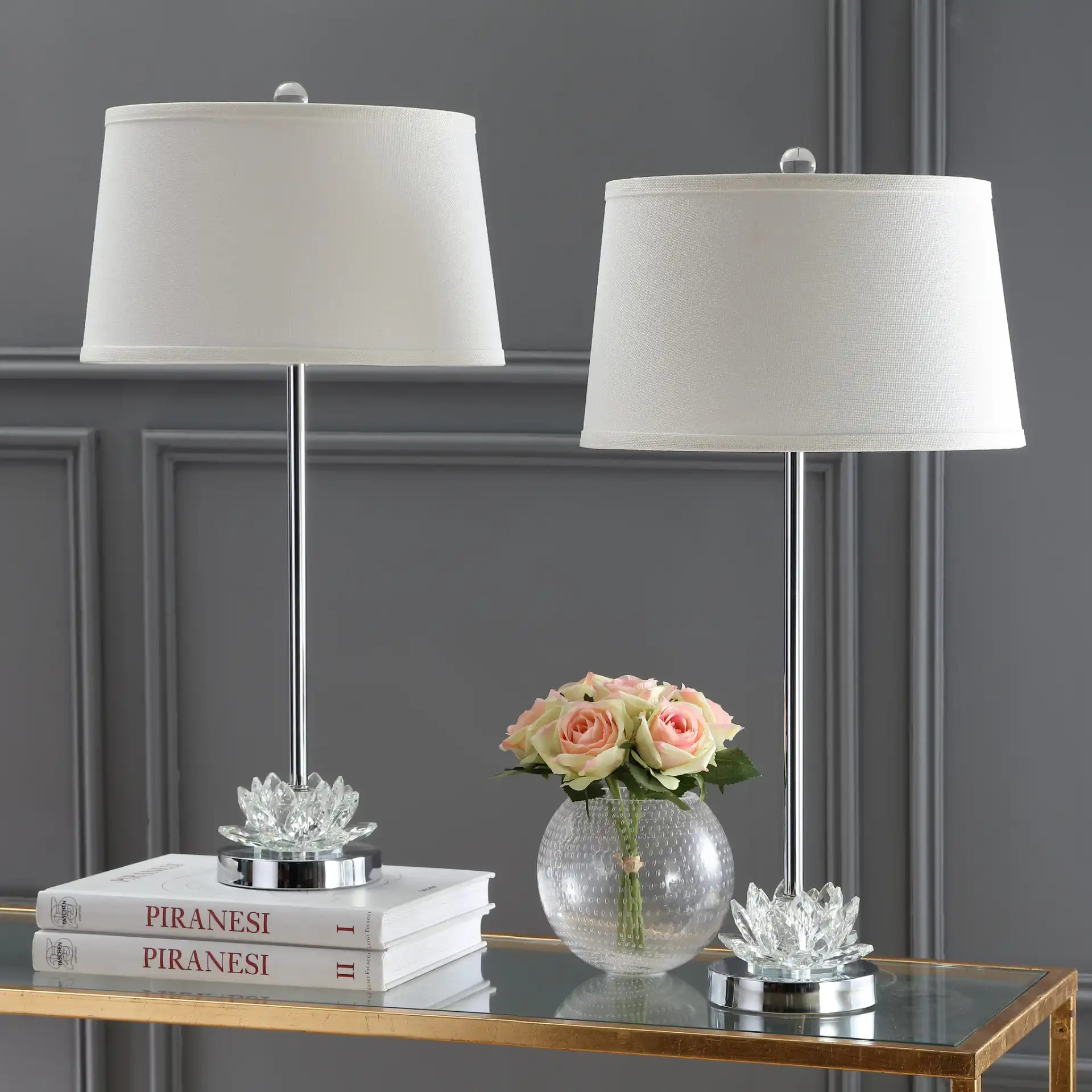 Beverly Table Lamp (Set Of 2) in Clear in a styled room