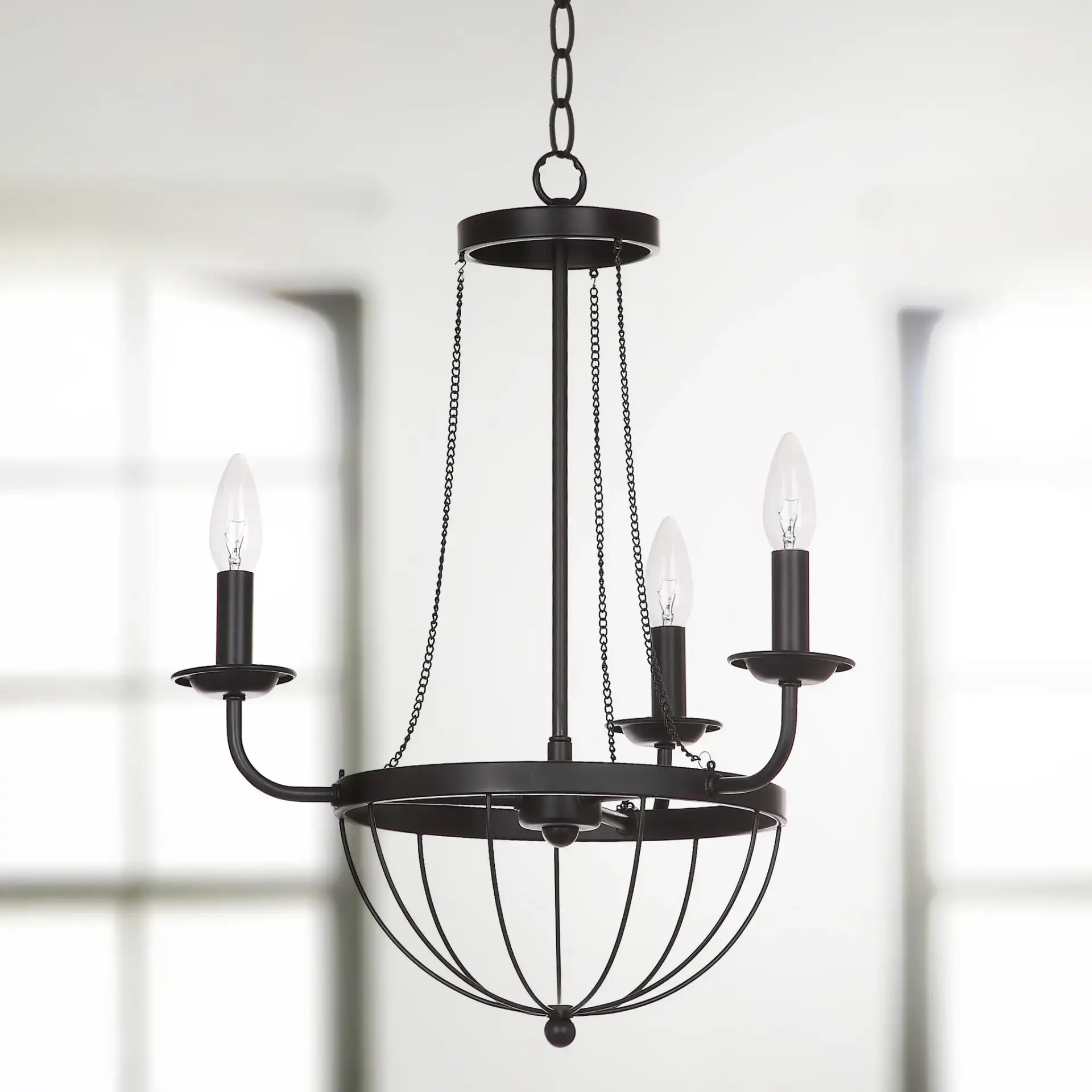 Jacques Chandelier in Black in a styled room