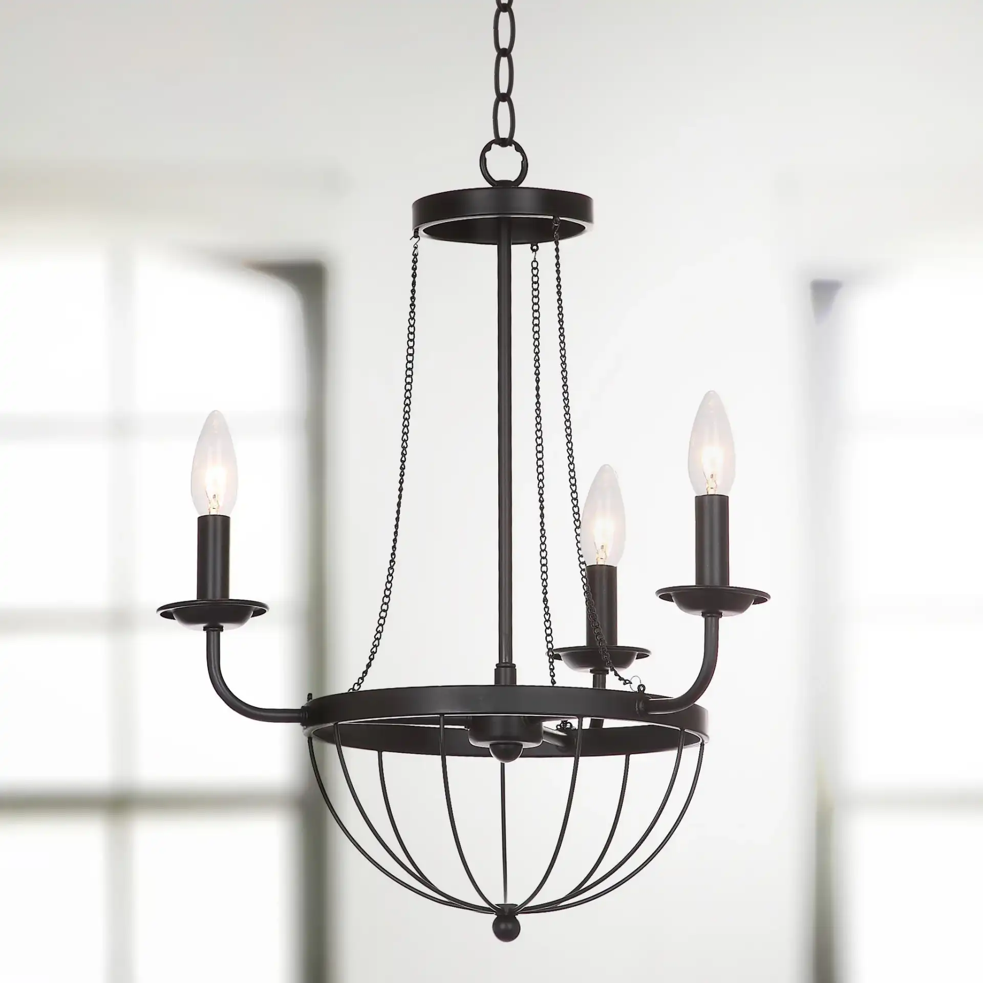 Jacques Chandelier in Black in a styled room