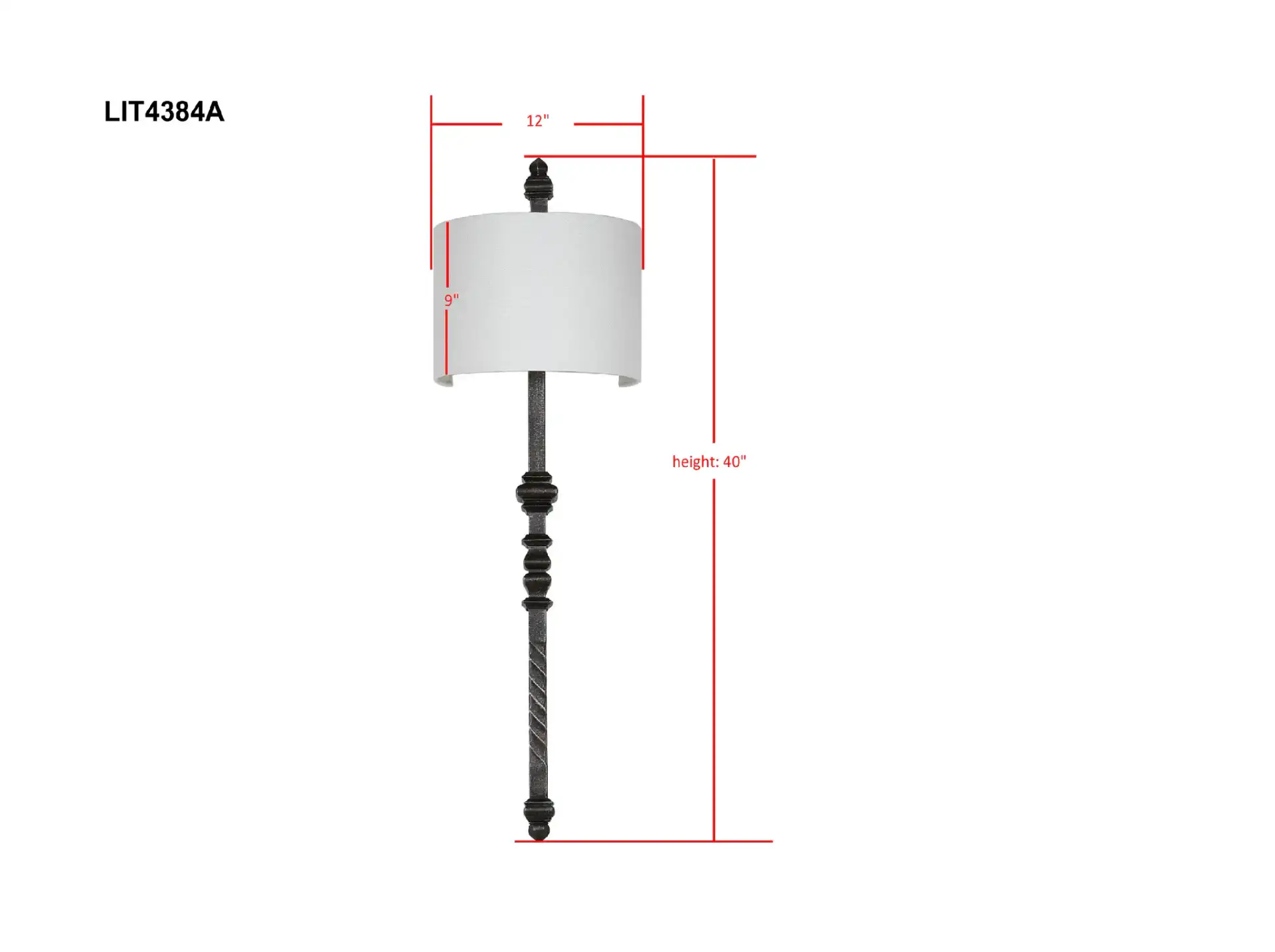 Covington Wall Sconce in Black, detail view