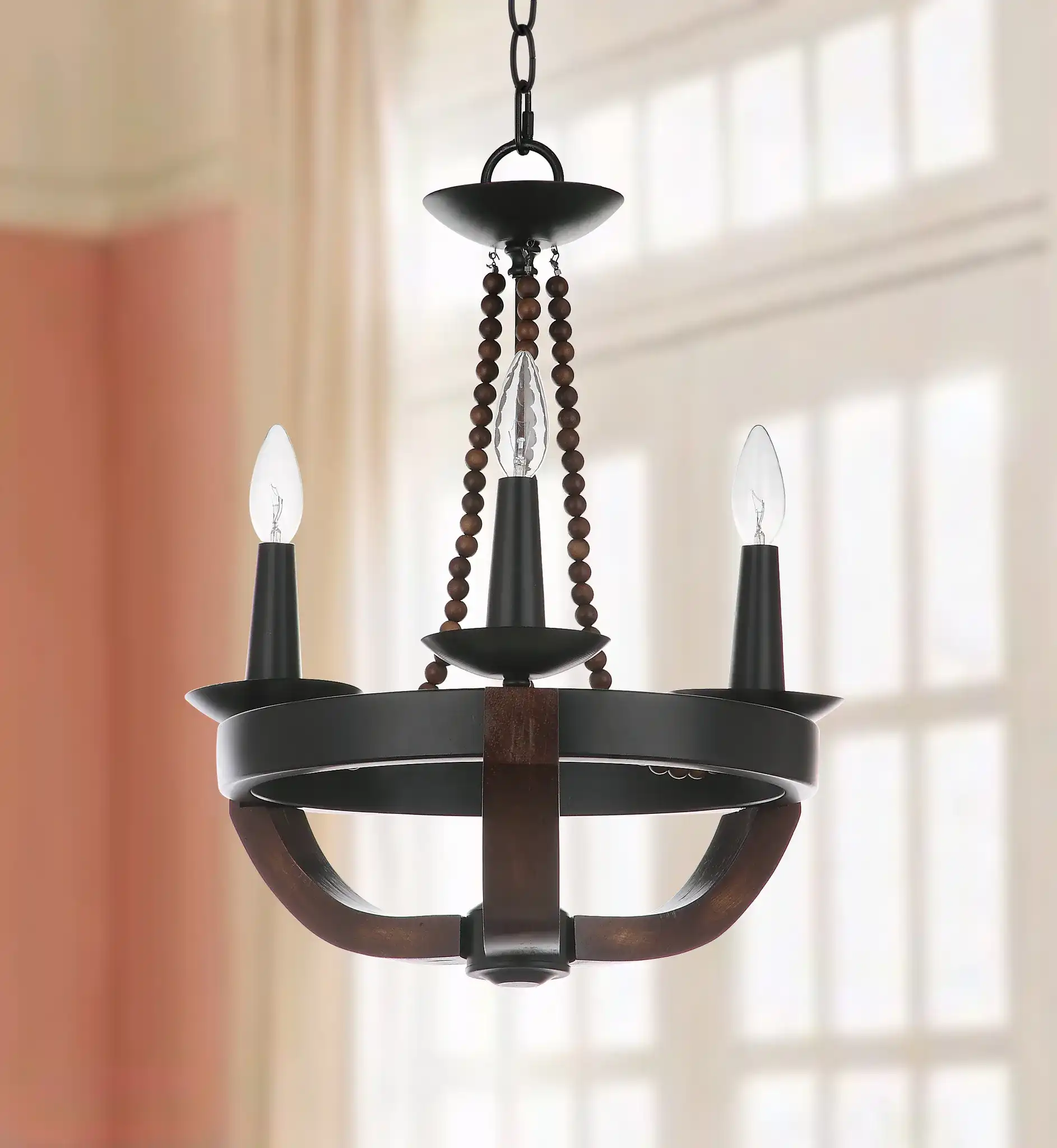 Lucero Chandelier in Black in a styled room