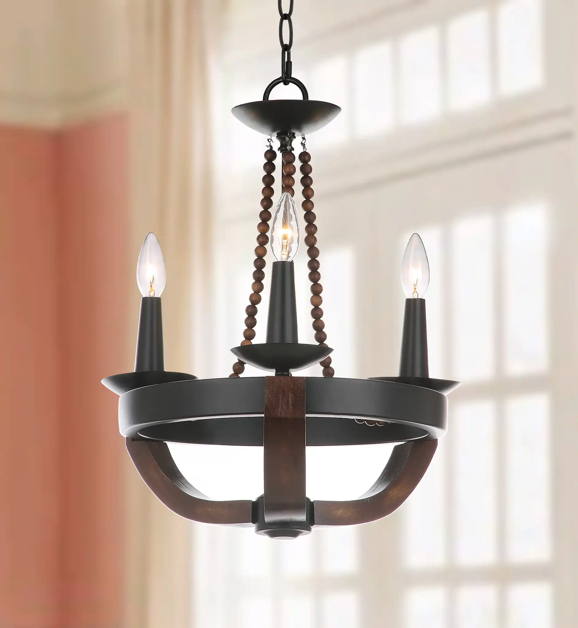 Lucero Chandelier in Black in a styled room