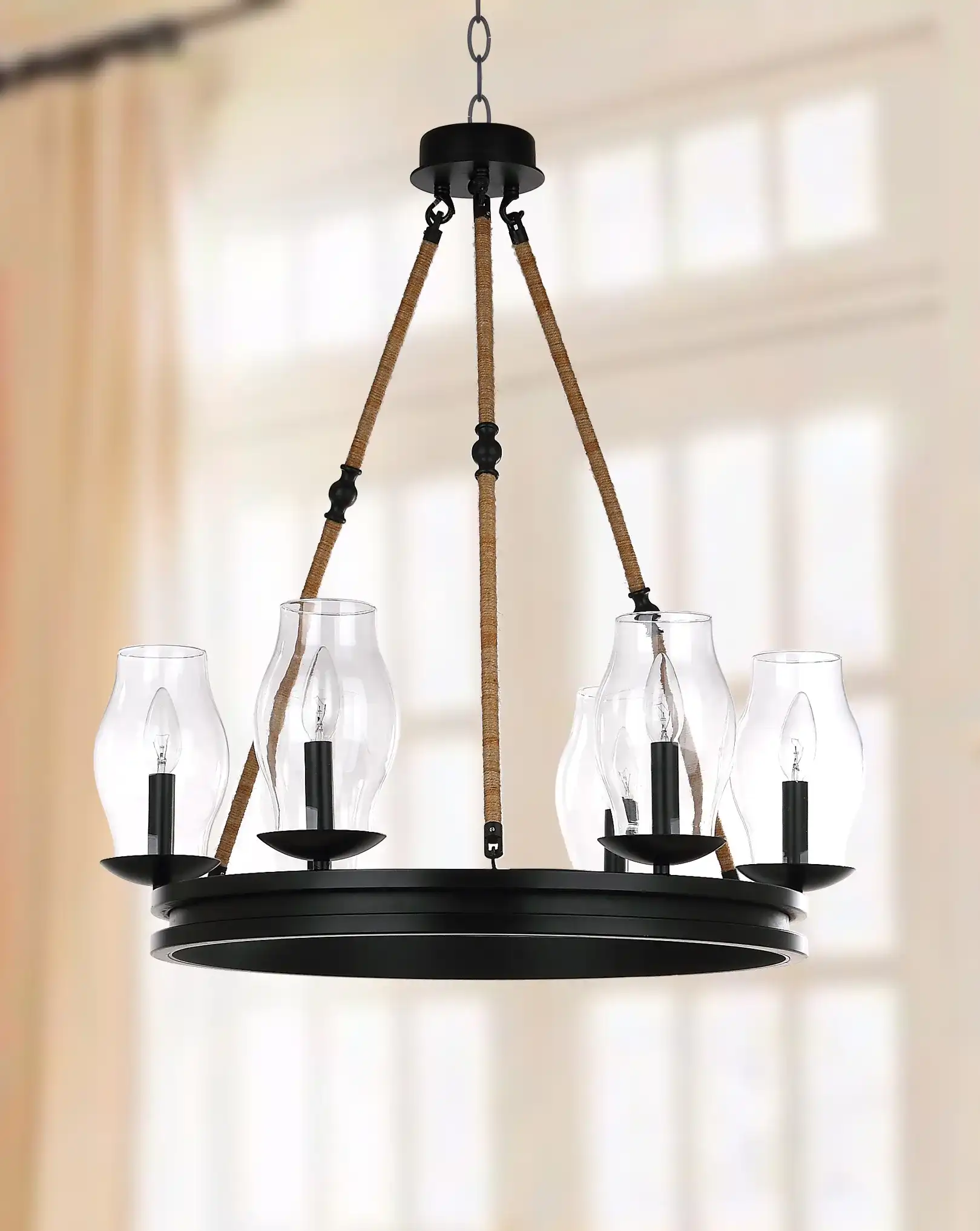 Fritz Chandelier in Black in a styled room