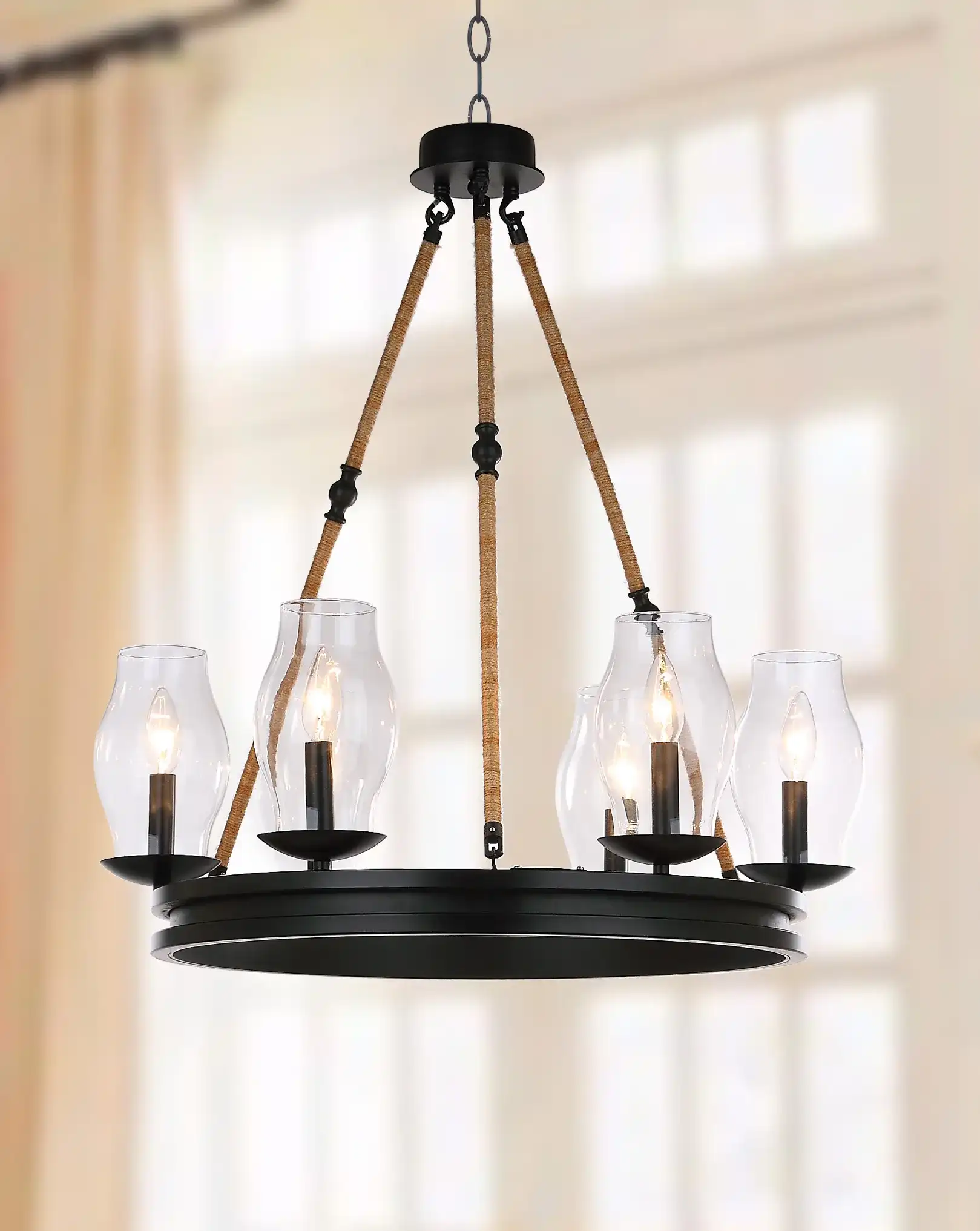 Fritz Chandelier in Black in a styled room