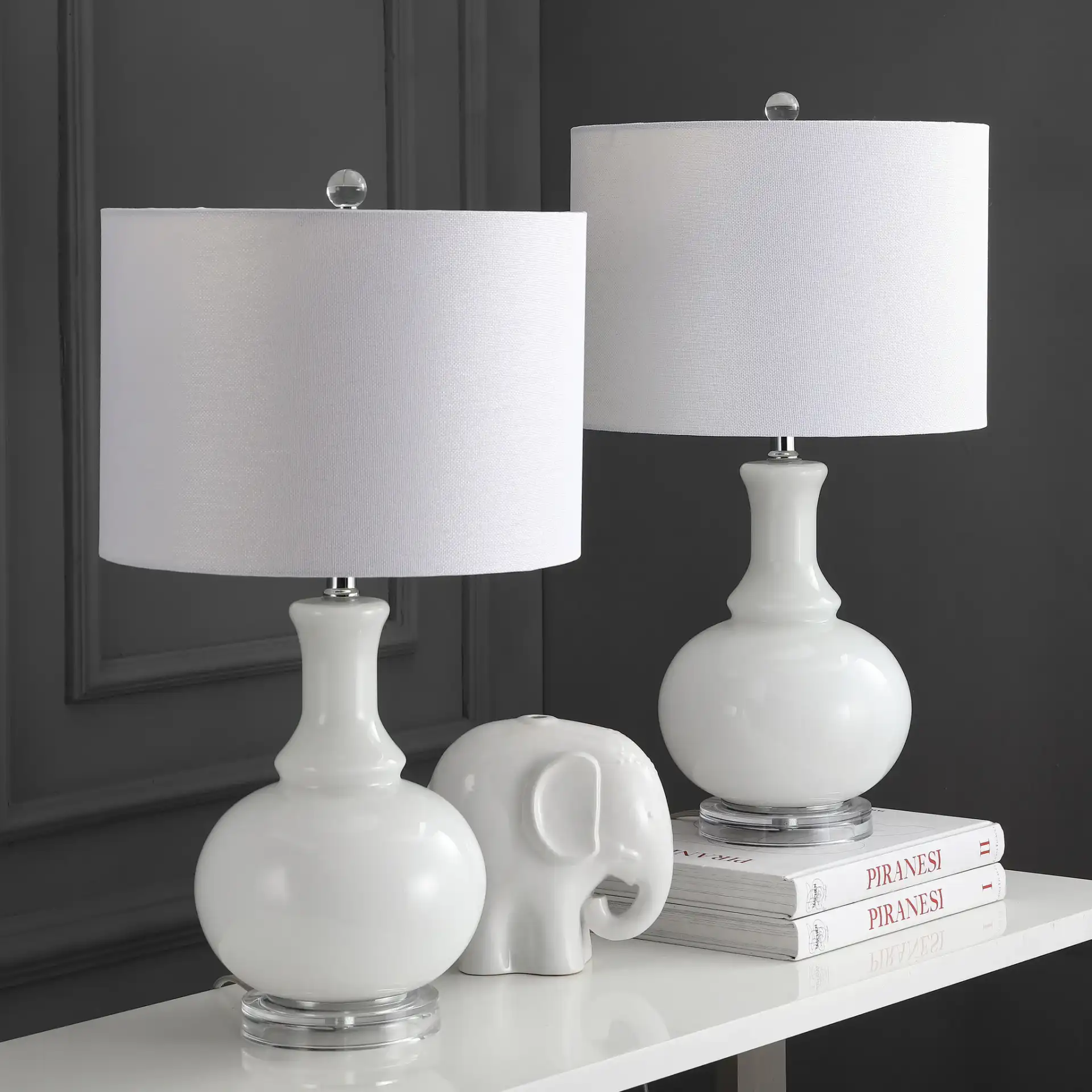 Franny Table Lamp (Set Of 2) in Off-White in a styled room