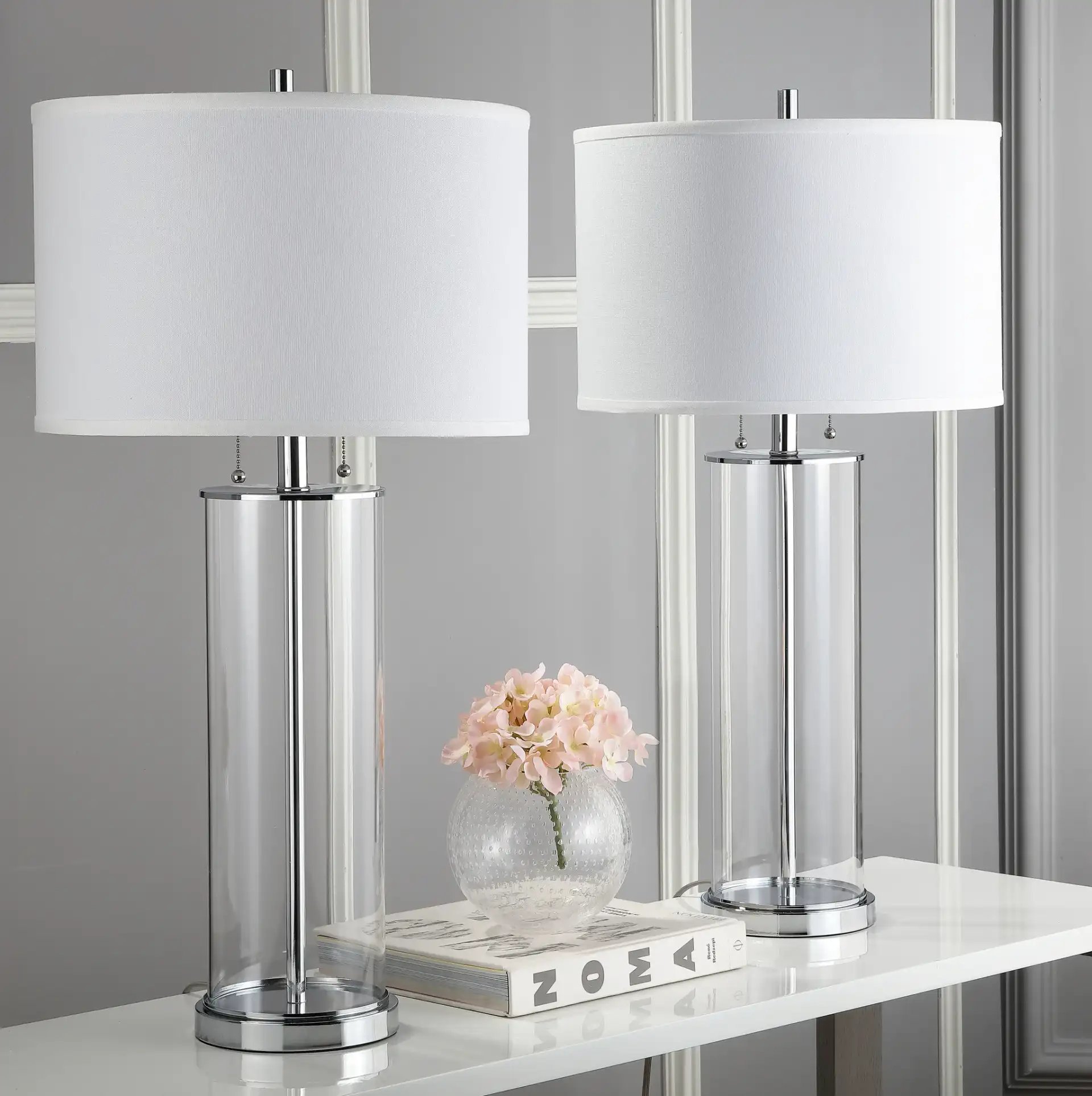 Velma Table Lamp (Set Of 2) in Clear in a styled room