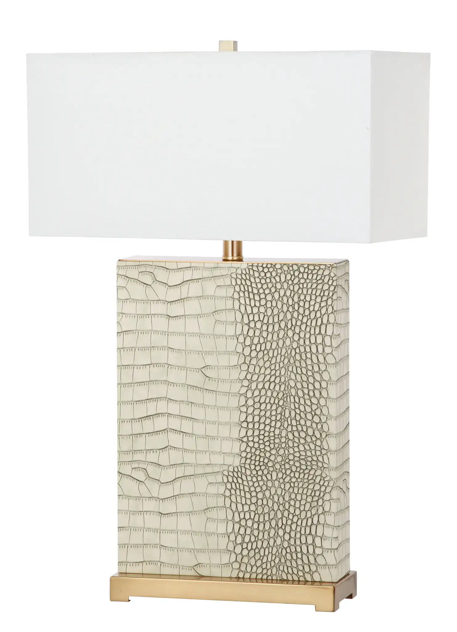 Joyce Table Lamp (Set Of 2) in Cream Faux Snakeskin, detail view