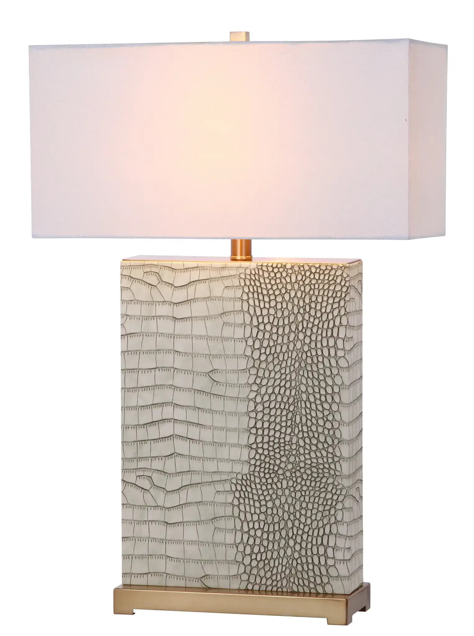 Joyce Table Lamp (Set Of 2) in Cream Faux Snakeskin